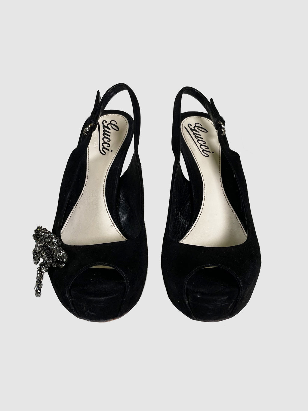 Suede Slingback Platform Pumps - Size 38.5