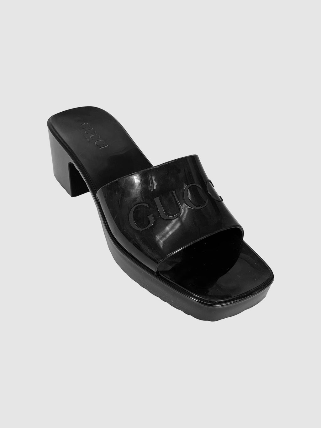 Gucci Rubber Block Heel Sandal - Size 38