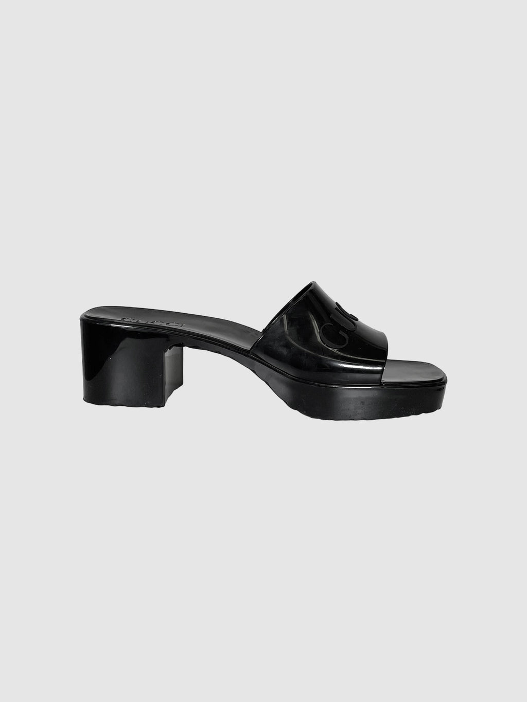 Gucci Rubber Block Heel Sandal - Size 38