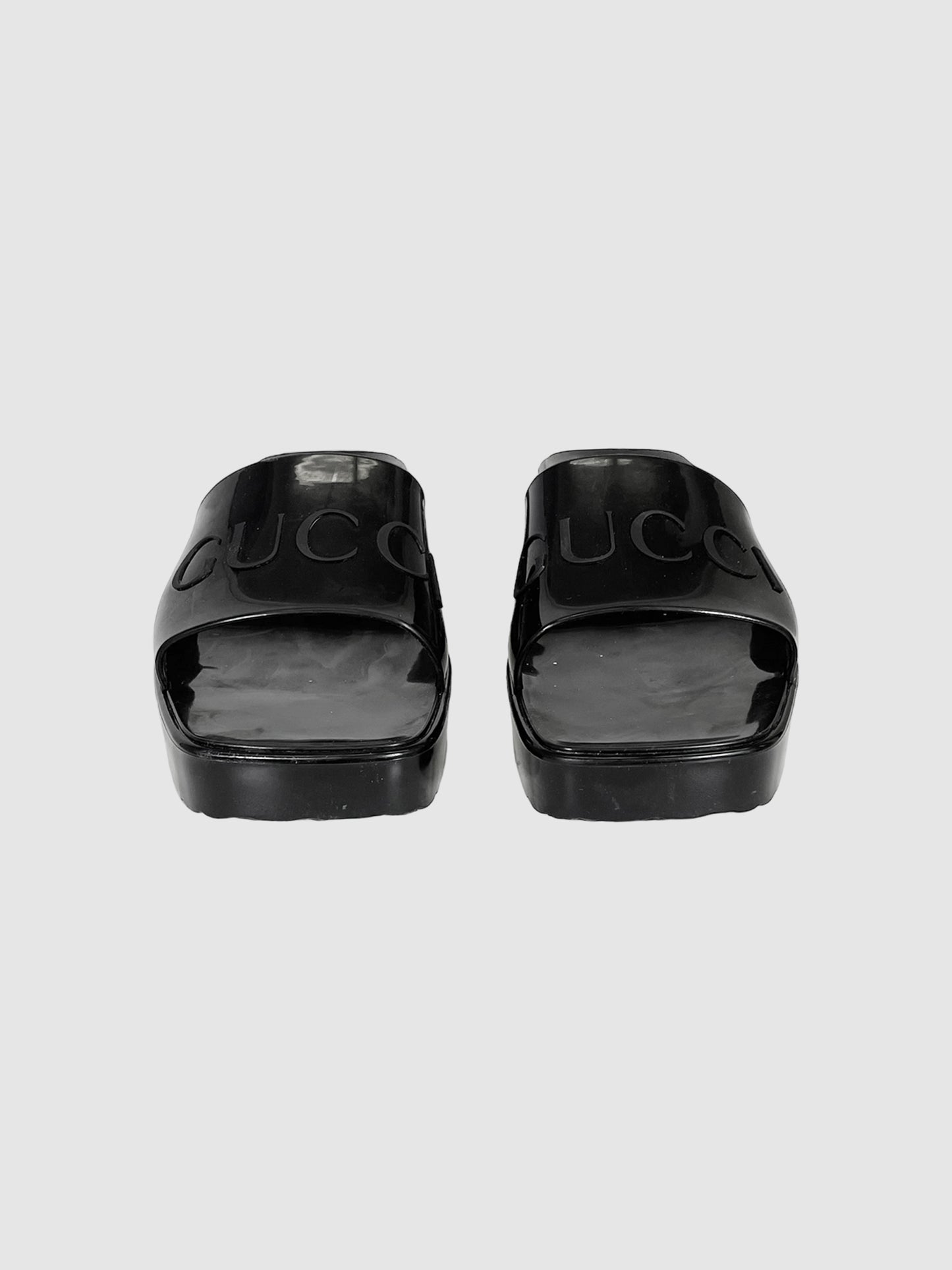 Gucci Rubber Block Heel Sandal - Size 38