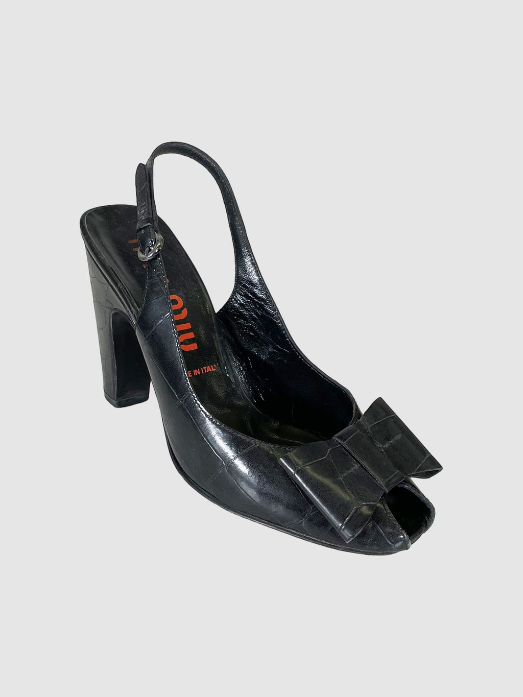 Leather Bow Accent Slingback Pumps - Size 36.5