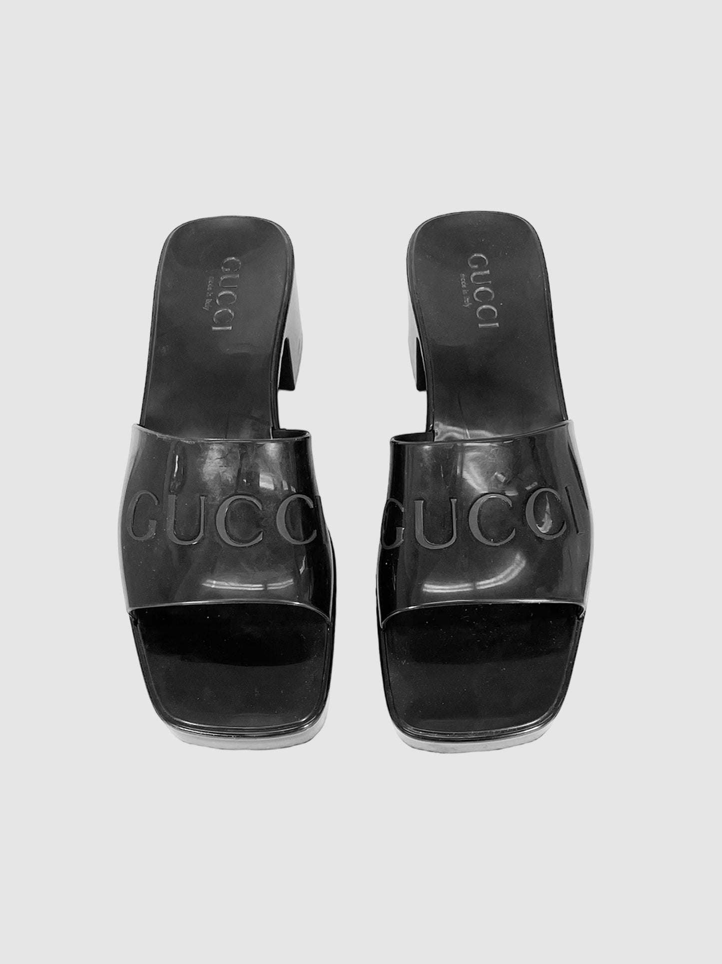 Gucci Rubber Block Heel Sandal - Size 38