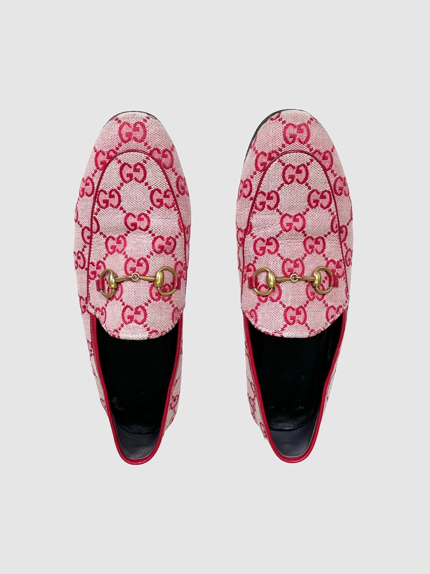 Gucci Canvas Monogram Loafers - Size 37.5