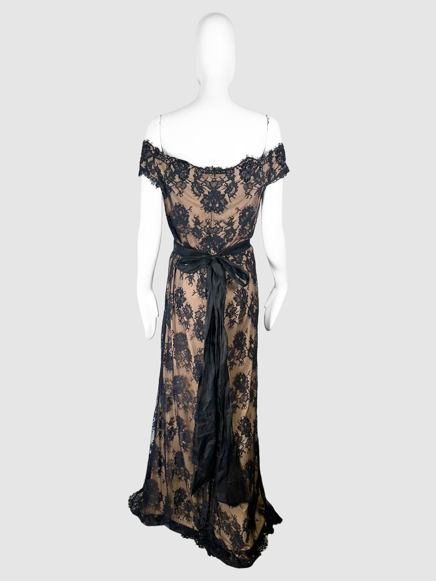 Lace Belted Maxi Dress - Size 12