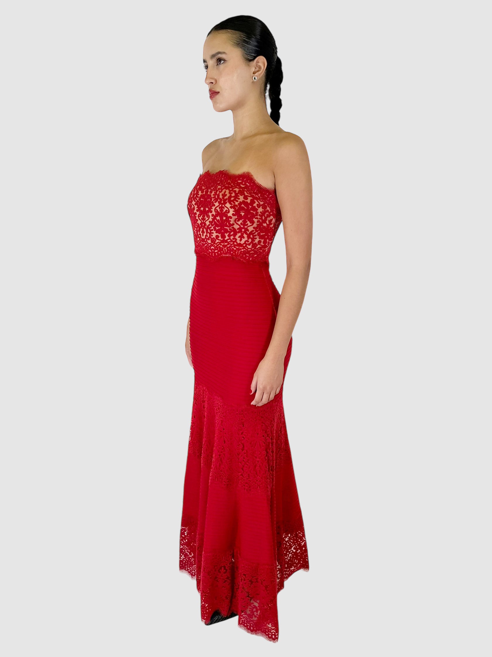 Lace Detailing Textured Maxi Dress - Size S