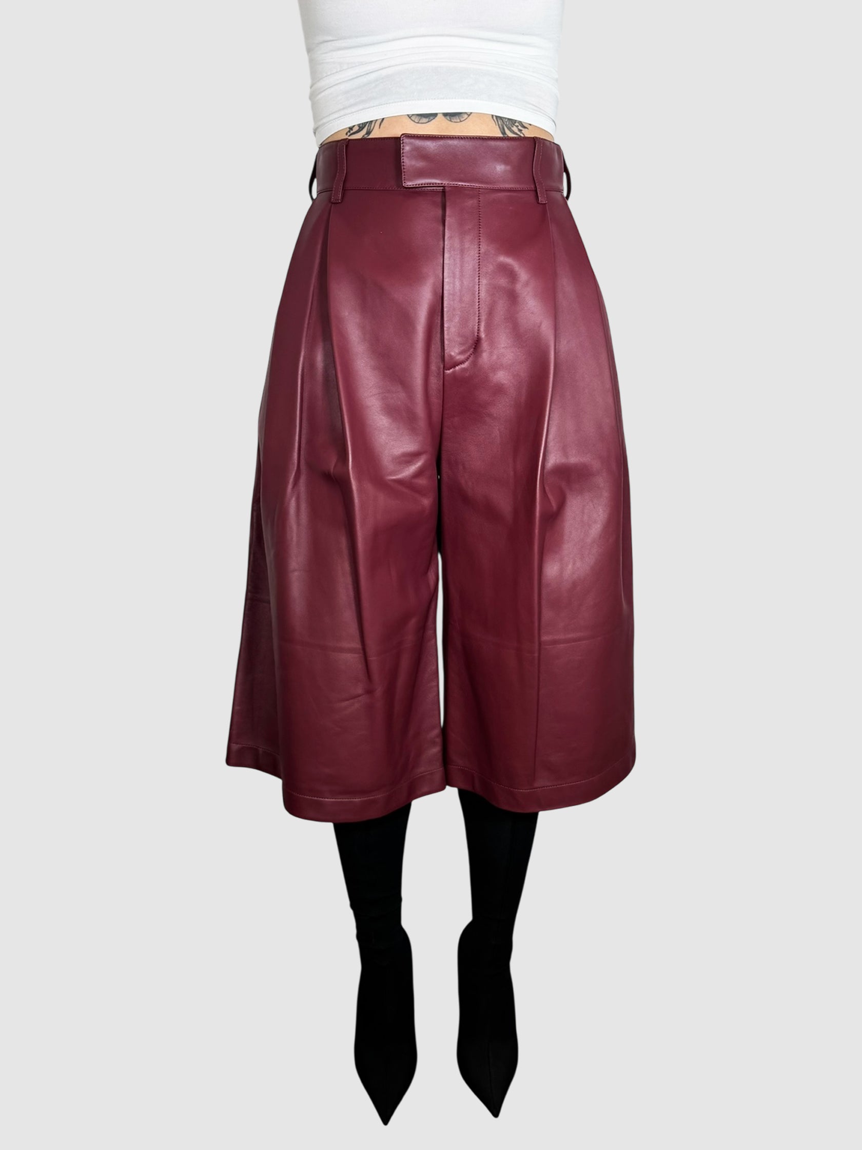 Pleated Leather Culottes