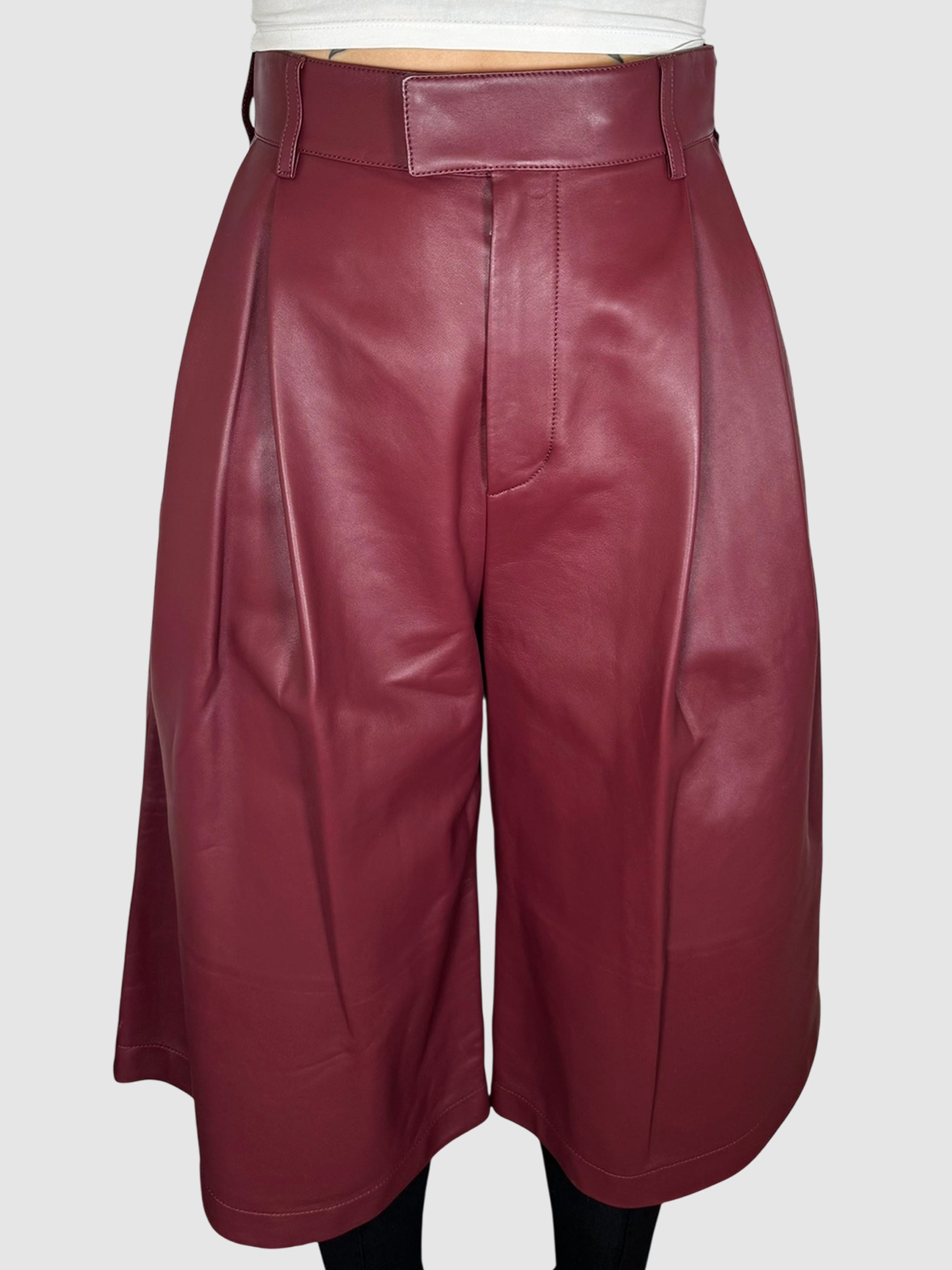Pleated Leather Culottes