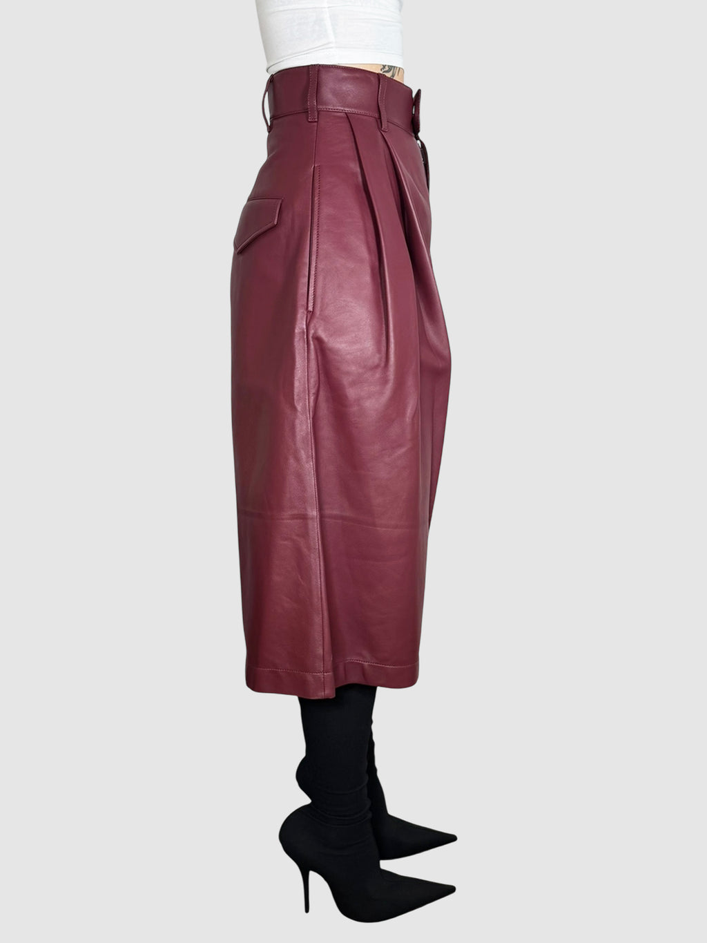 Pleated Leather Culottes
