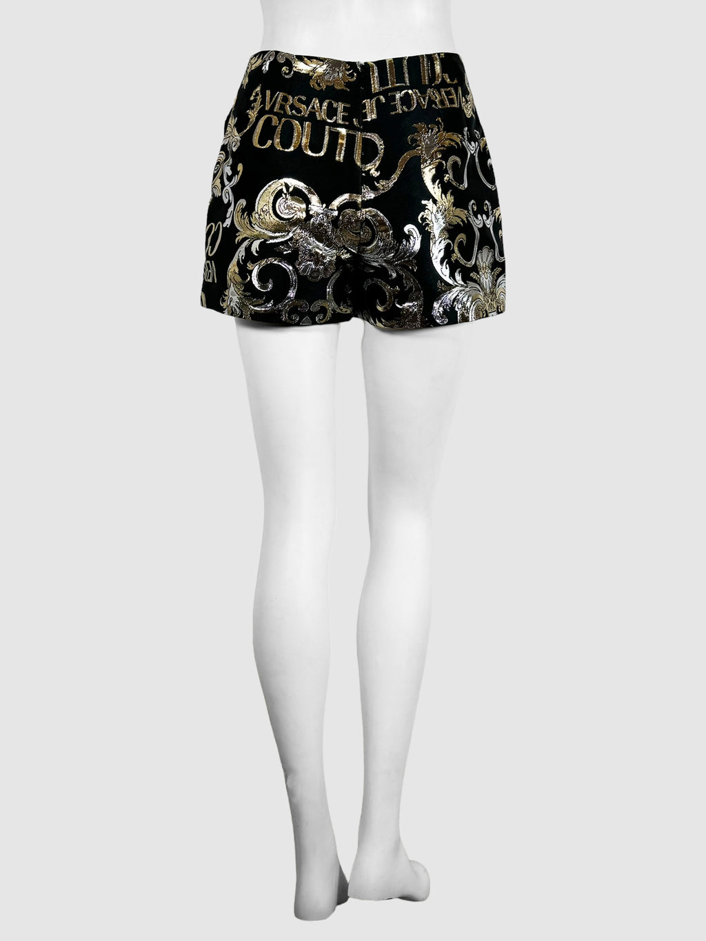 Baroque Metallic Jacquard Satin Shorts - Size 4