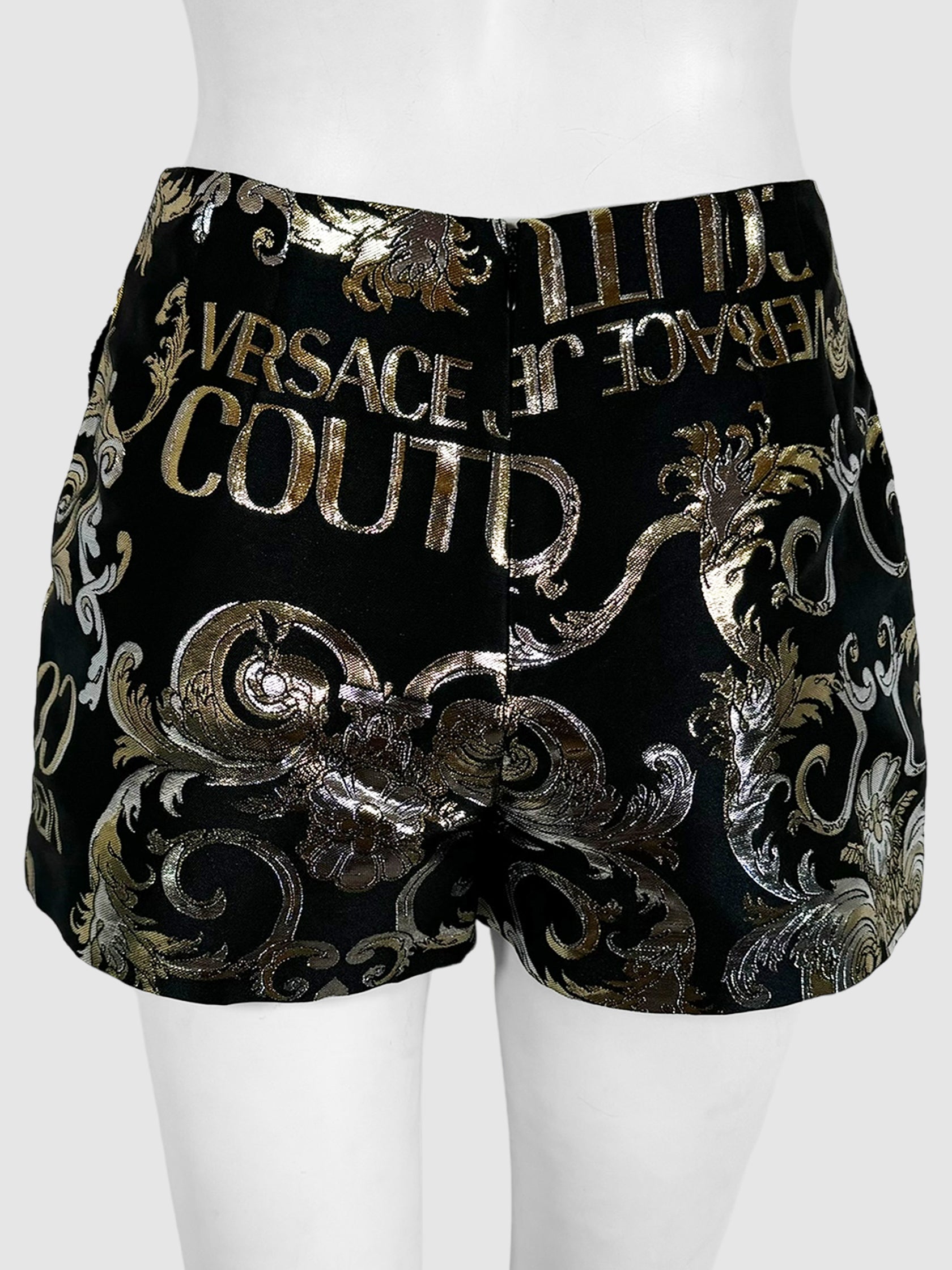 Baroque Metallic Jacquard Satin Shorts - Size 4