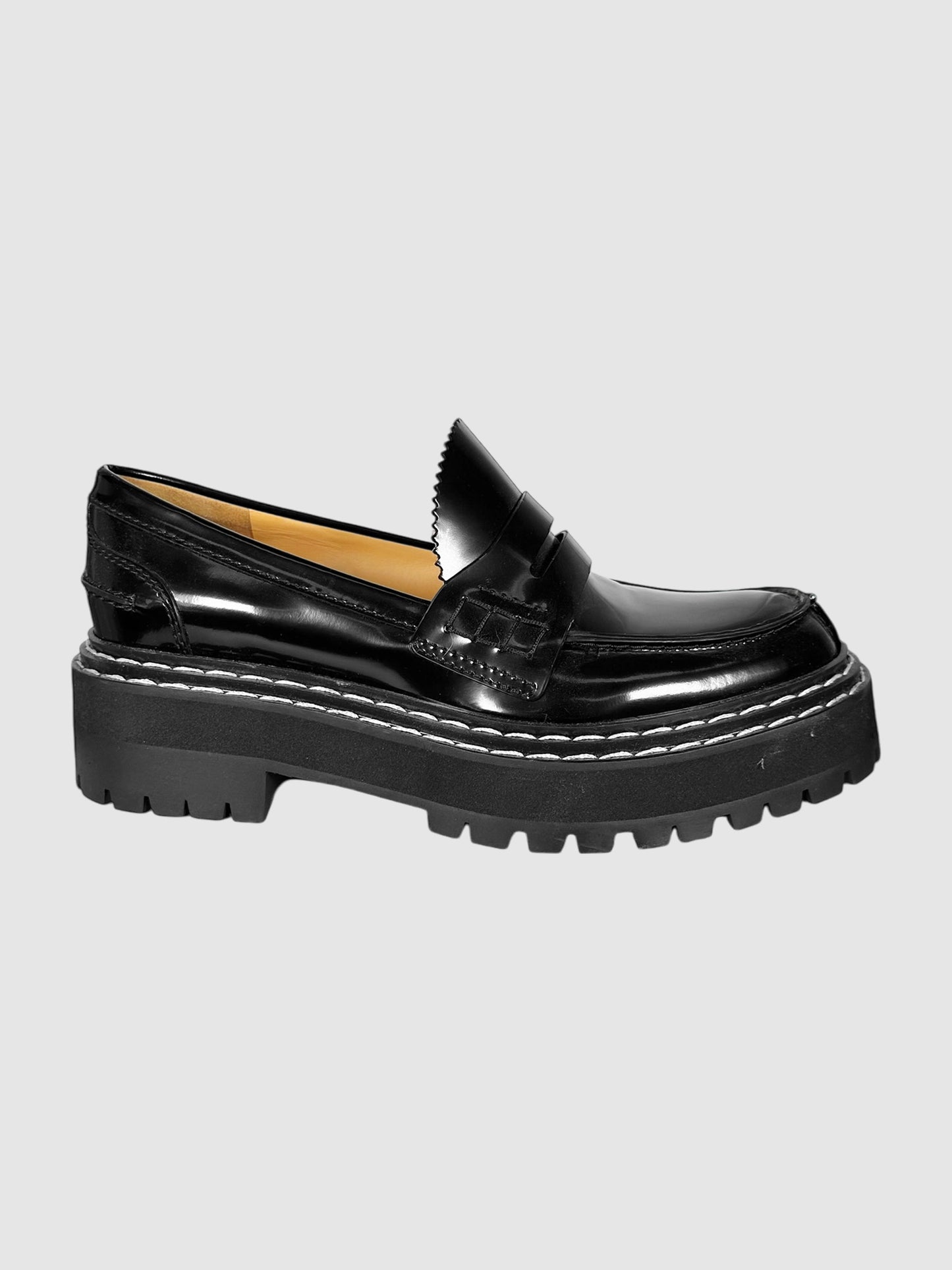 Contrast Stitch Lug Sole Loafers - Size 39