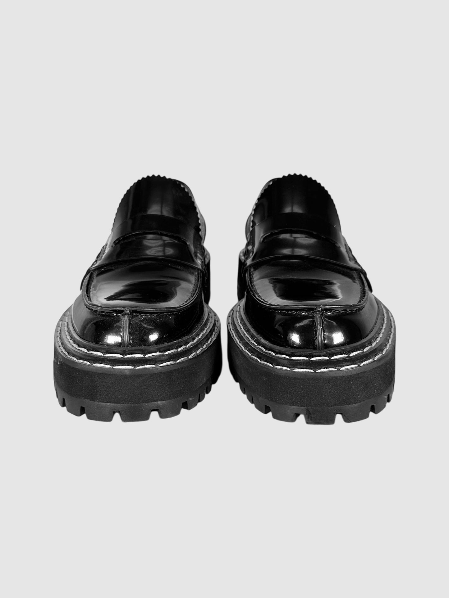 Contrast Stitch Lug Sole Loafers - Size 39