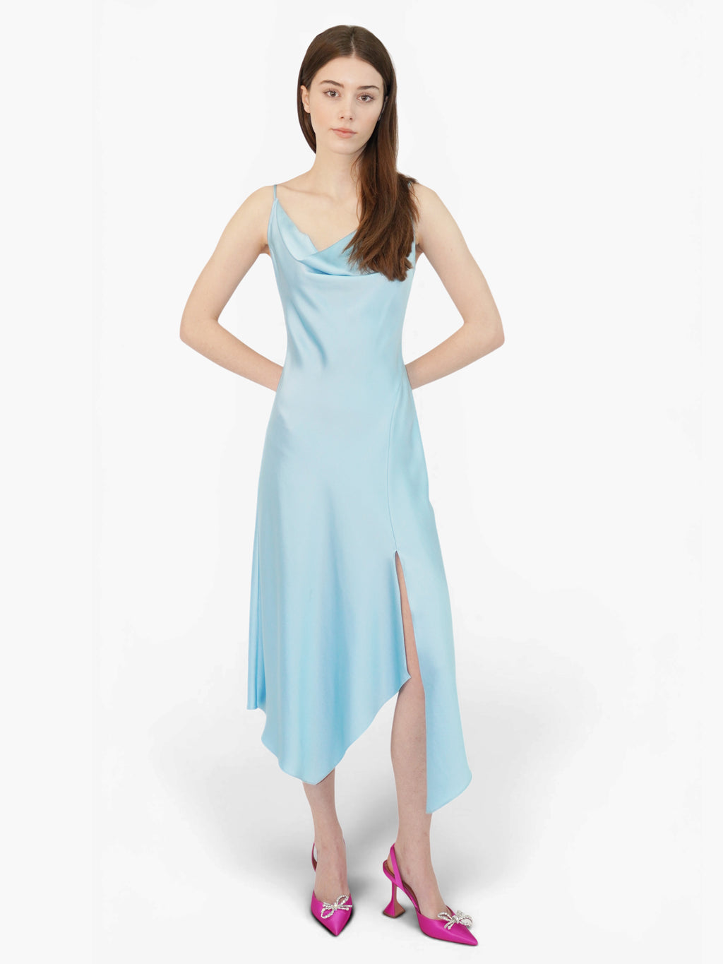 Satin Cowl Neck Dress