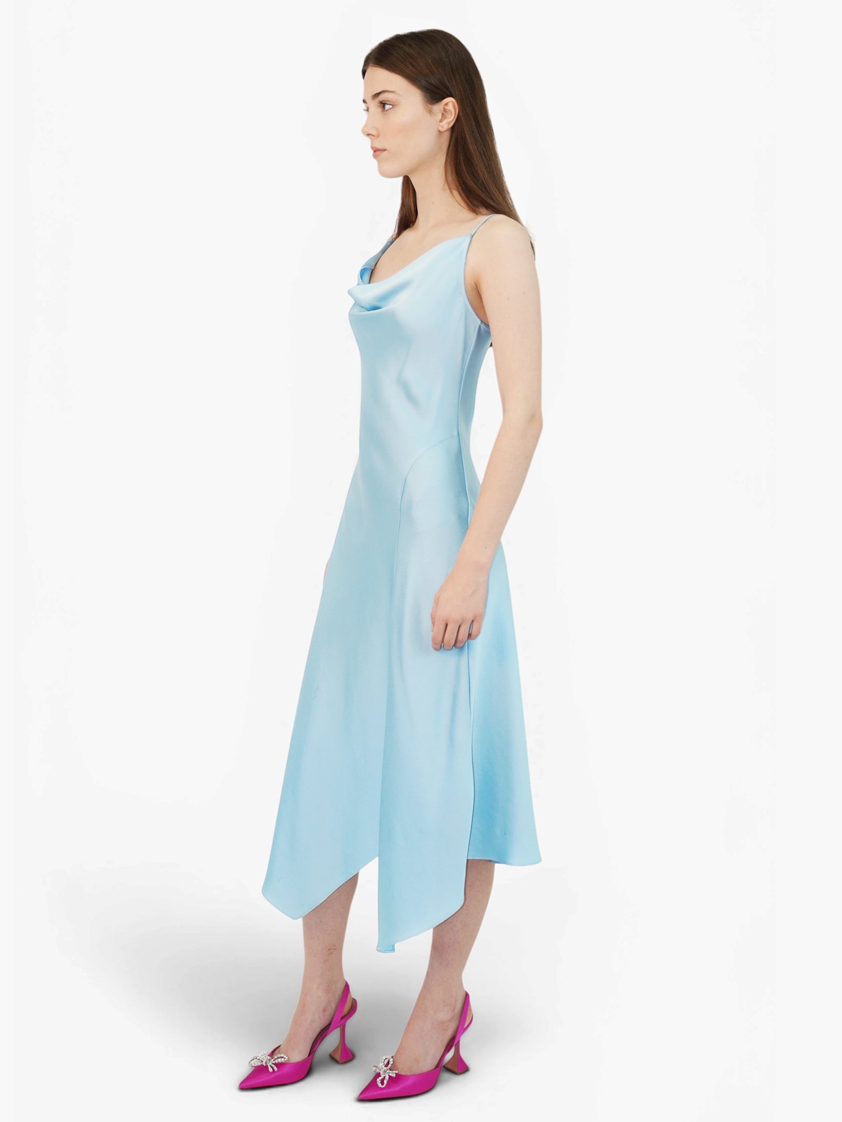 Satin Cowl Neck Dress
