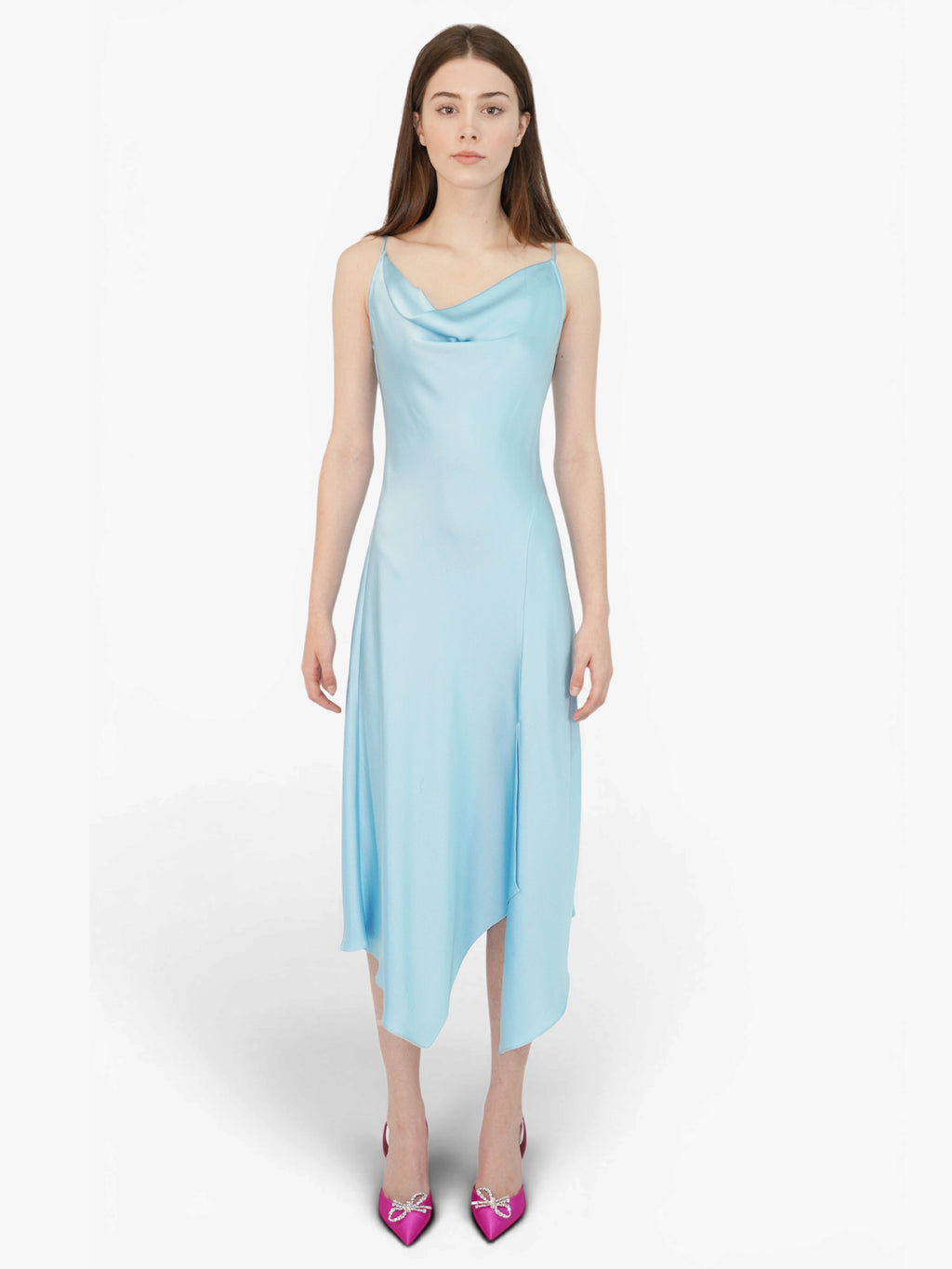 Satin Cowl Neck Dress