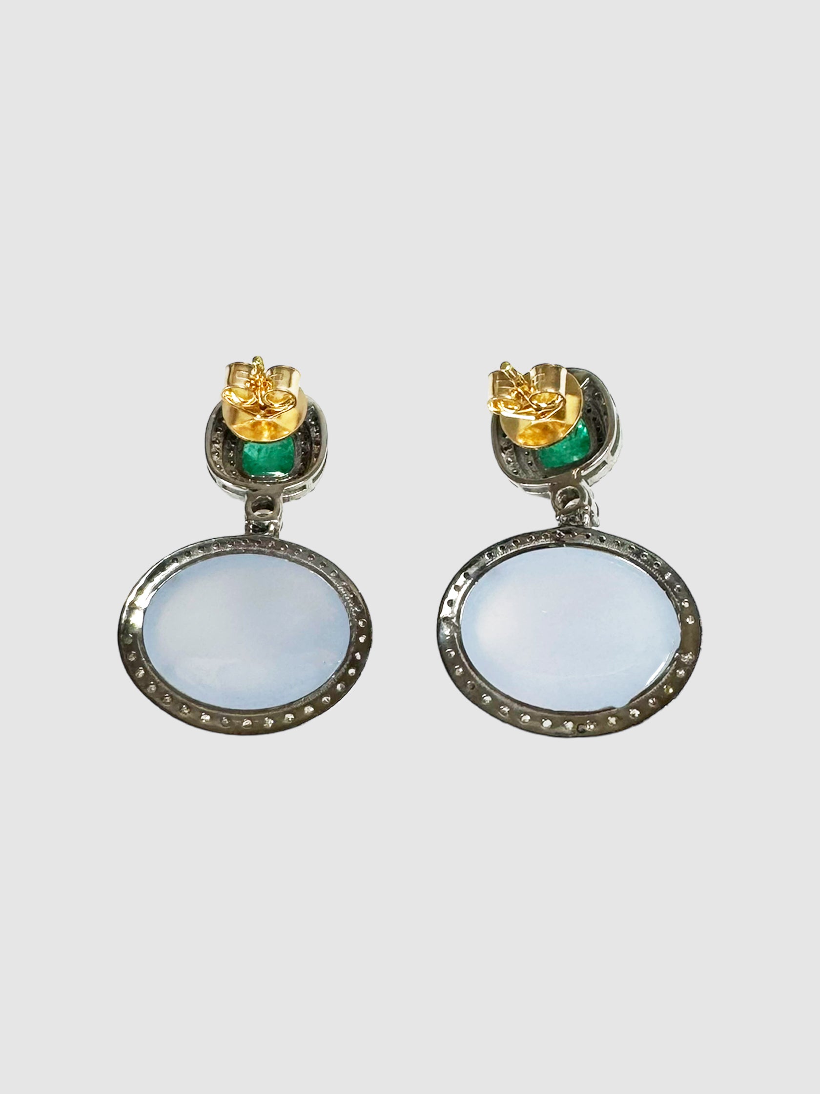 Victorian Emerald and Chalcedony Earrings
