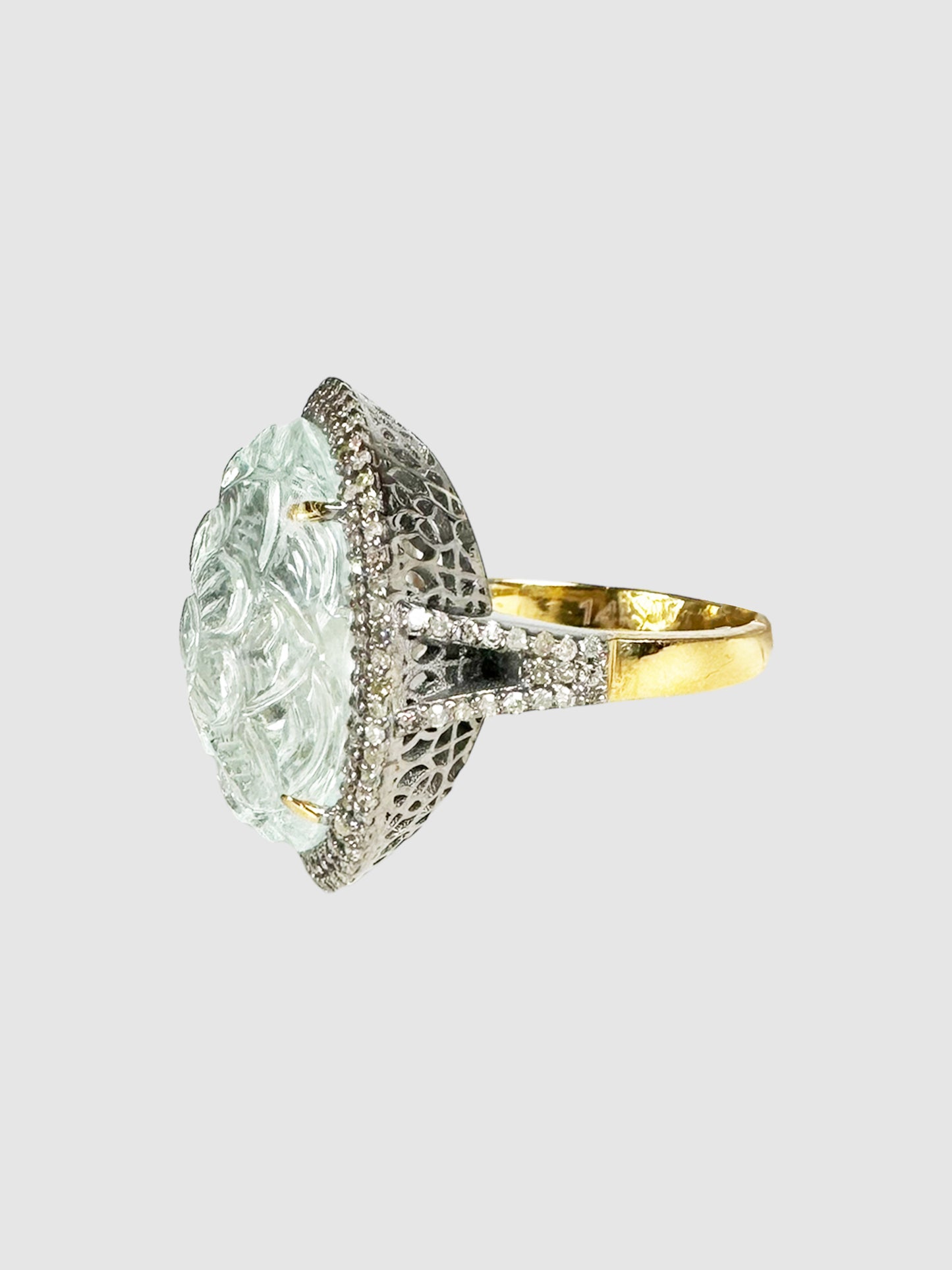 Victorian Diamond and Aquamarine Ring