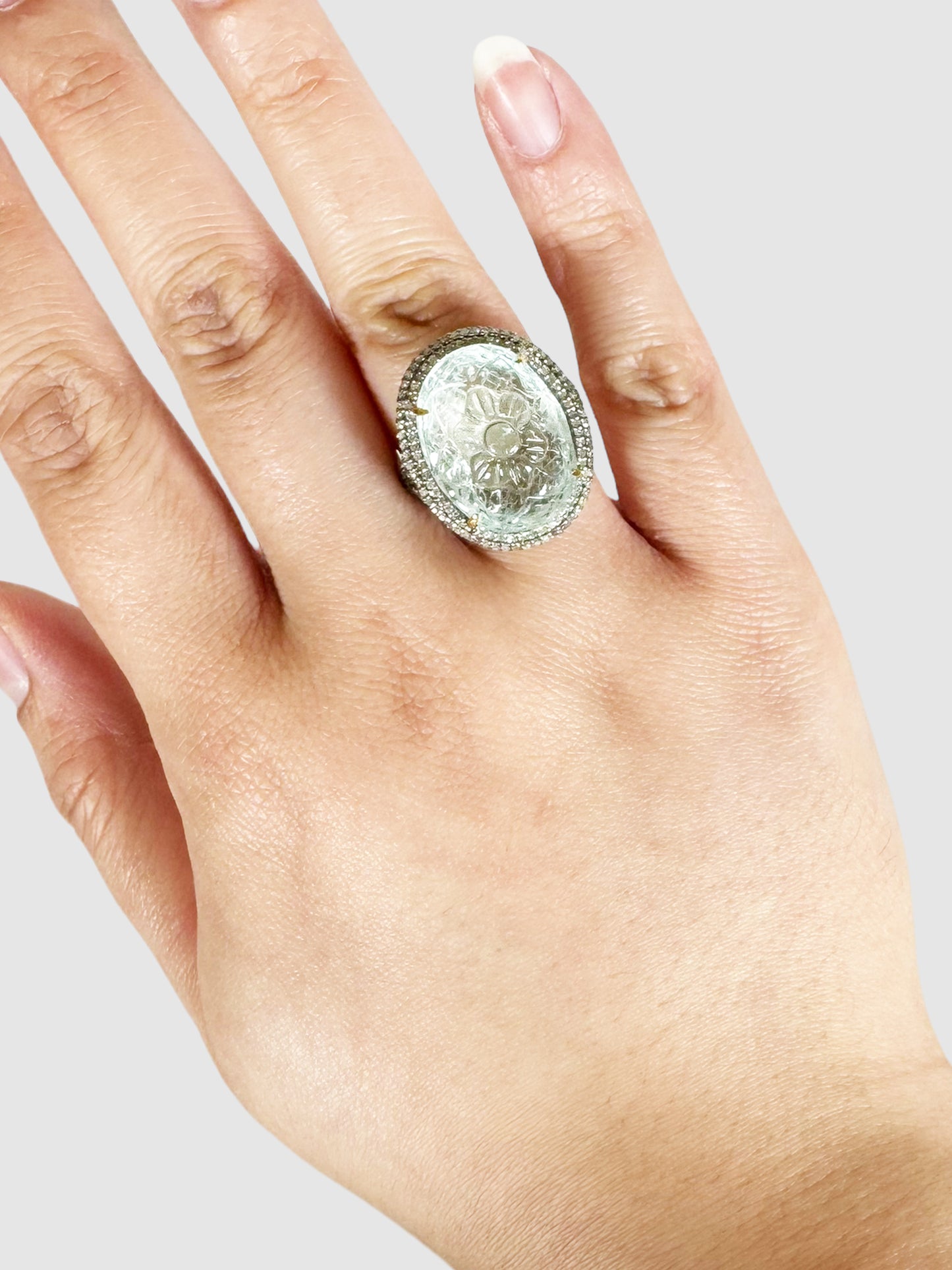 Victorian Diamond and Aquamarine Ring