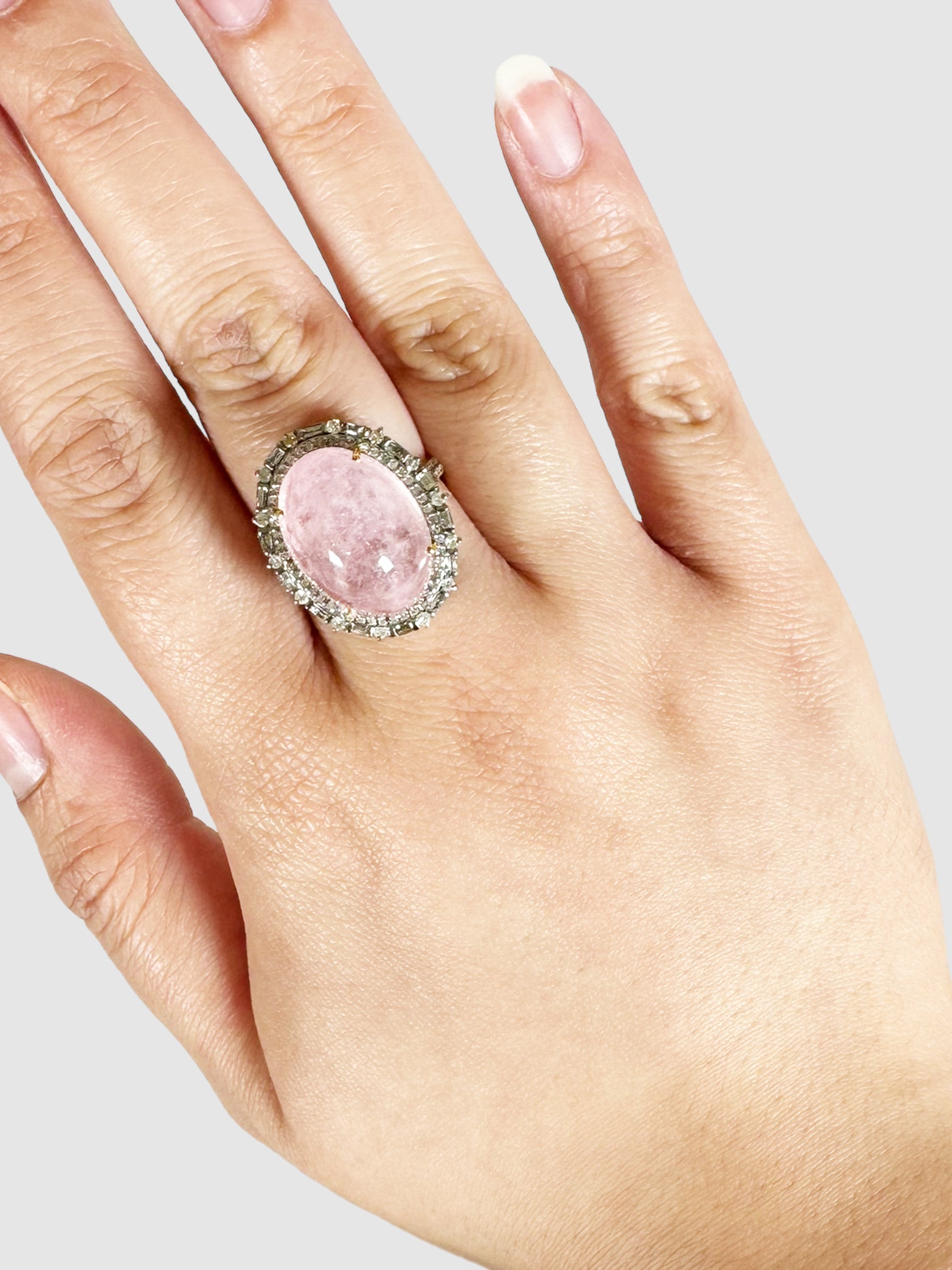 Victorian Diamond and Morganite Ring