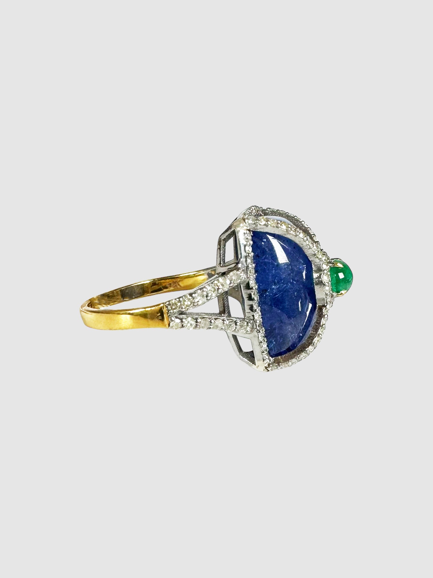 Victorian Tanzanite and Emerald Ring