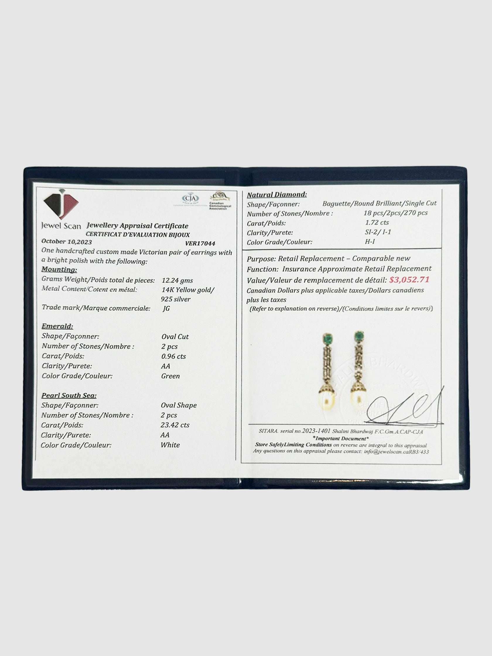Victorian Emerald and Pearl Earrings