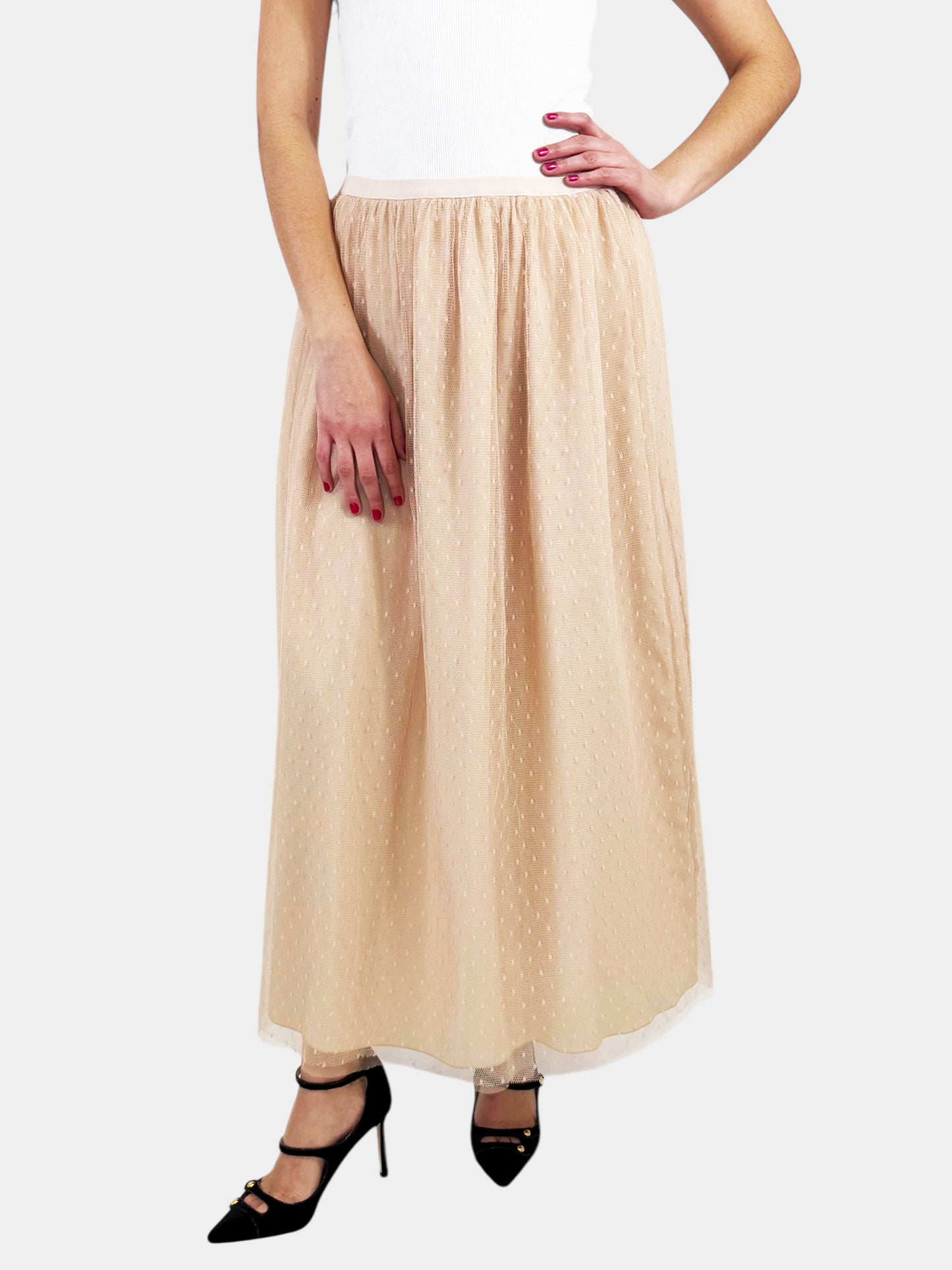 Tulle Polka Dot Midi Skirt - Size 44