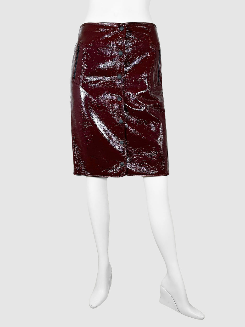 Patent Leather Button-Up Skirt - Size 0