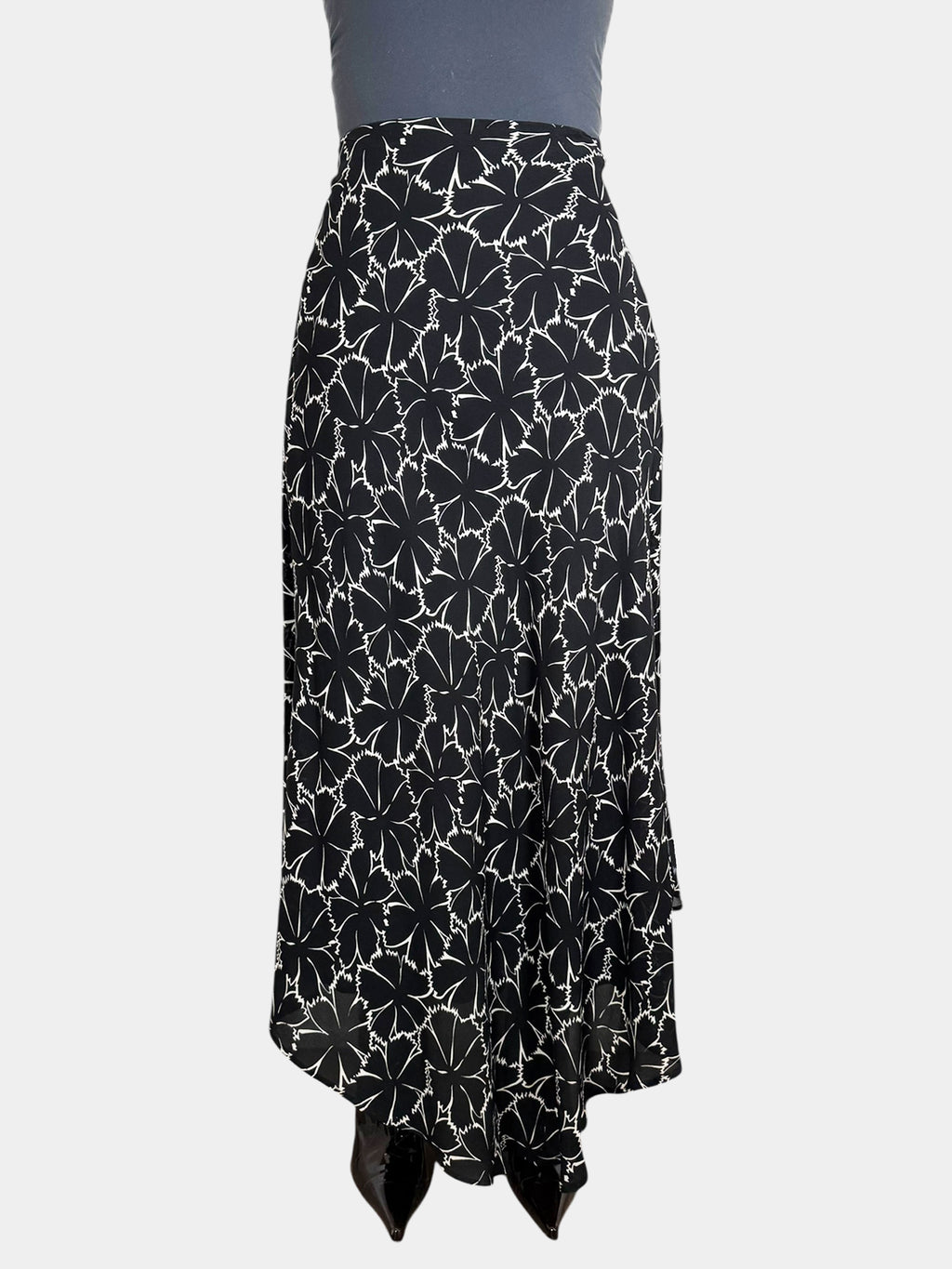 Asymmetric Floral Print Maxi Skirt