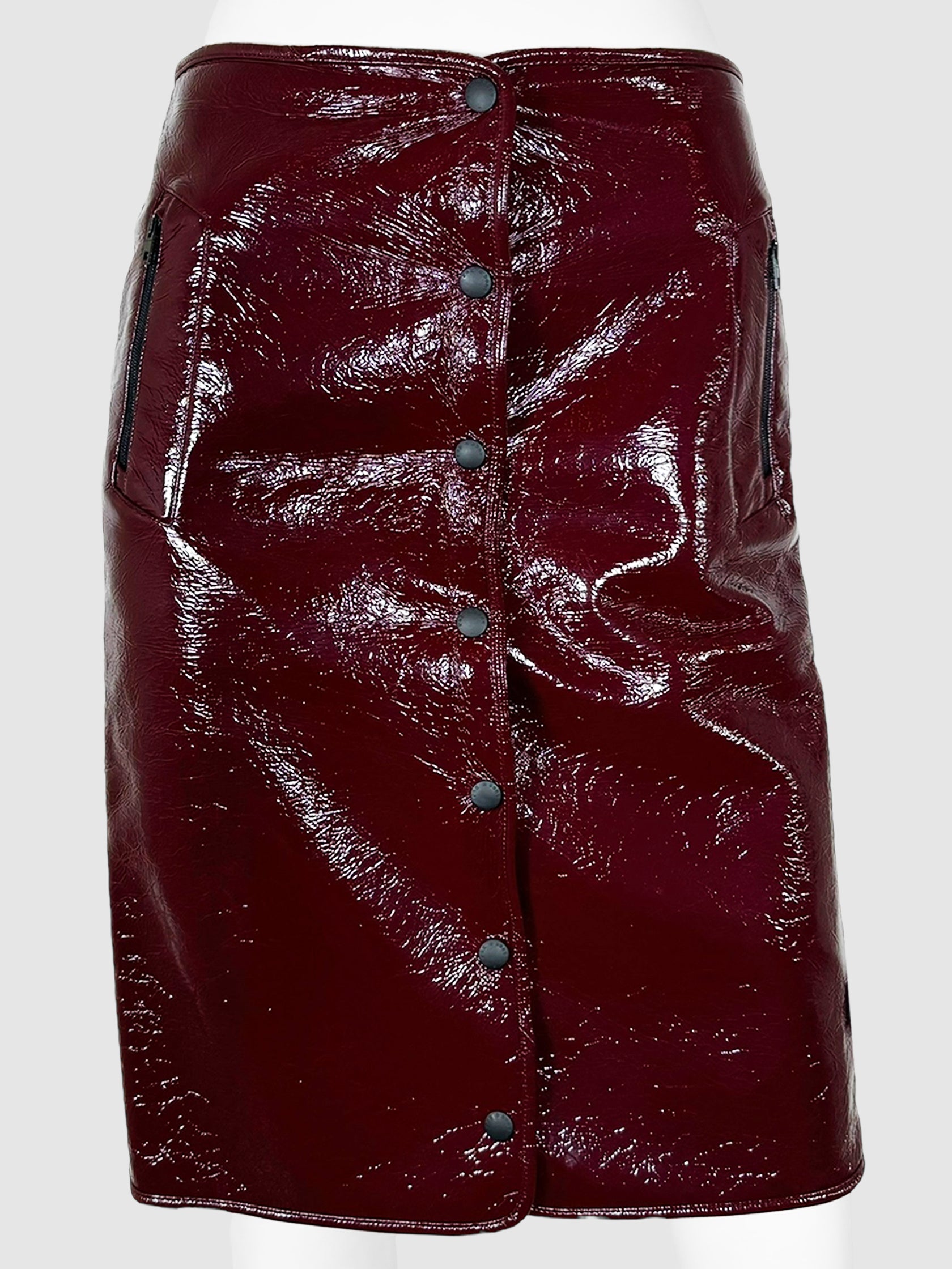 Patent Leather Button-Up Skirt - Size 0