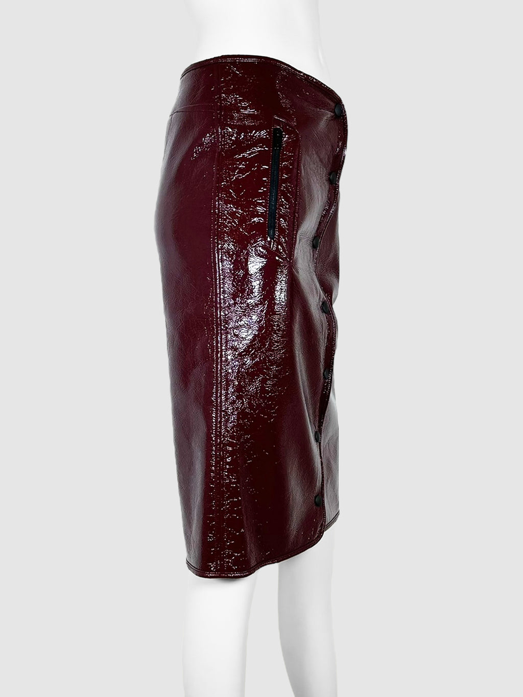 Patent Leather Button-Up Skirt - Size 0