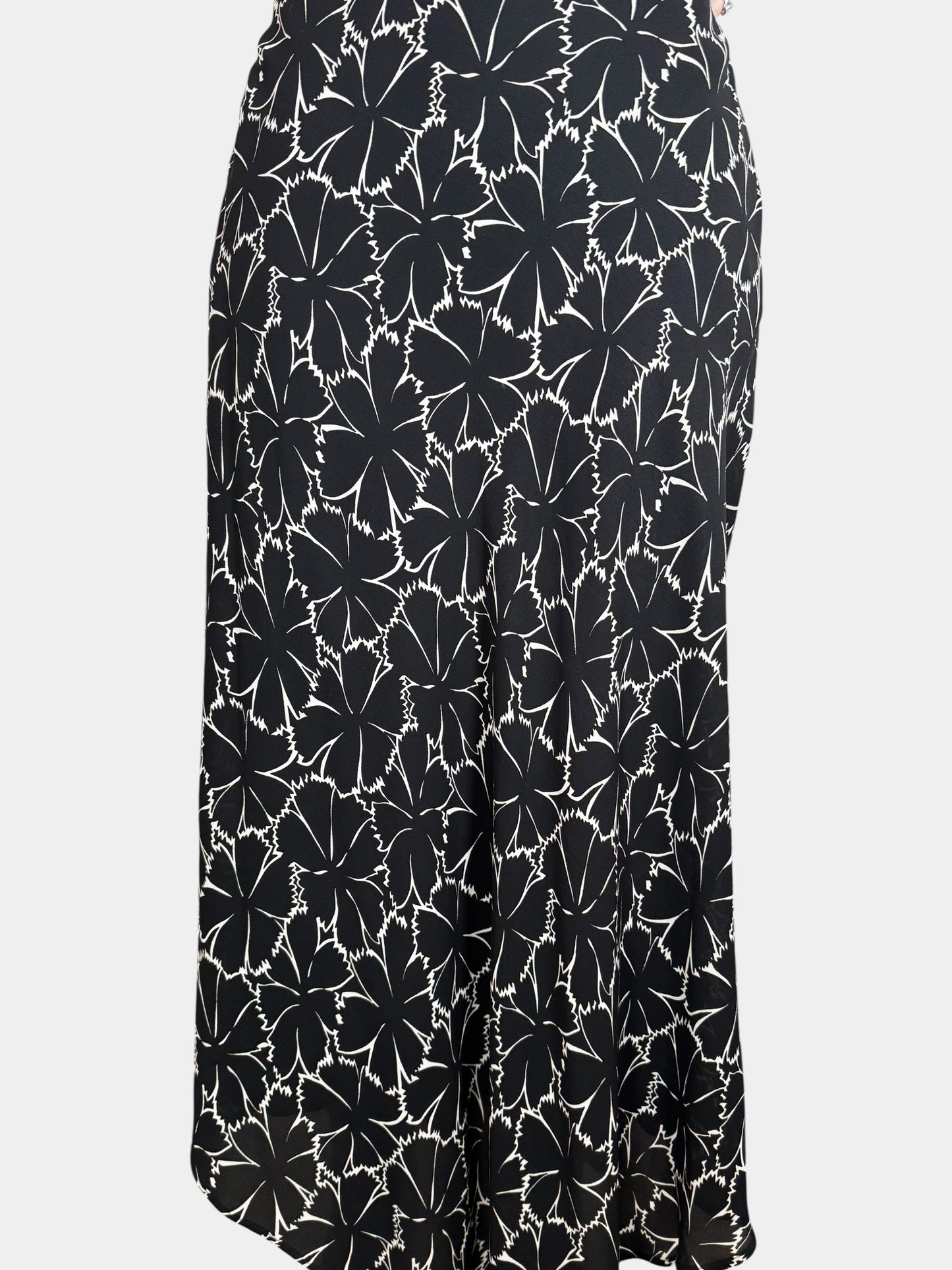 Asymmetric Floral Print Maxi Skirt - Size 38