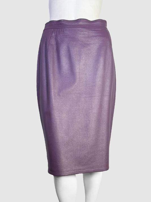 Ungaro Leather Knee-Length Skirt - Size 10