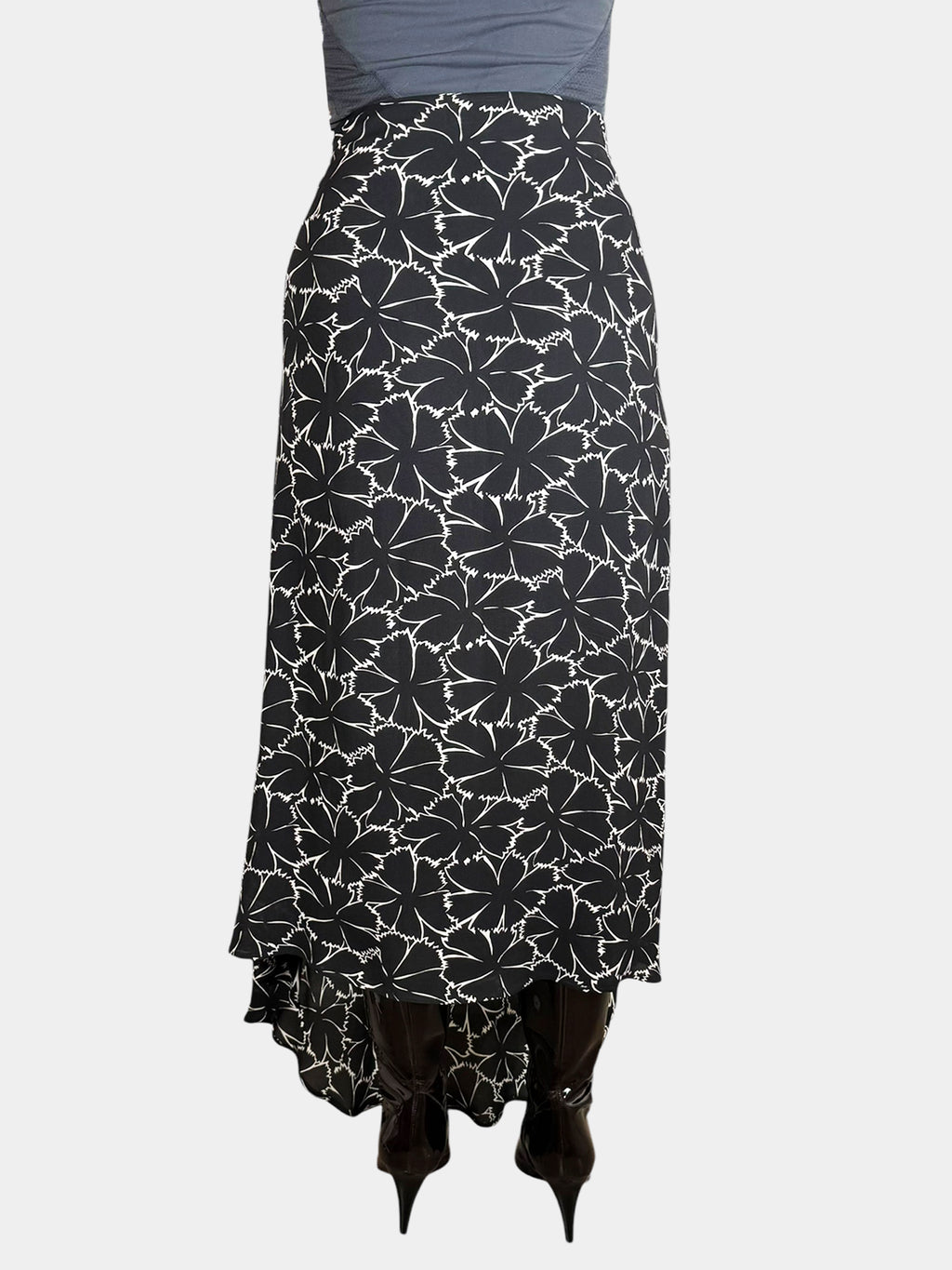 Asymmetric Floral Print Maxi Skirt