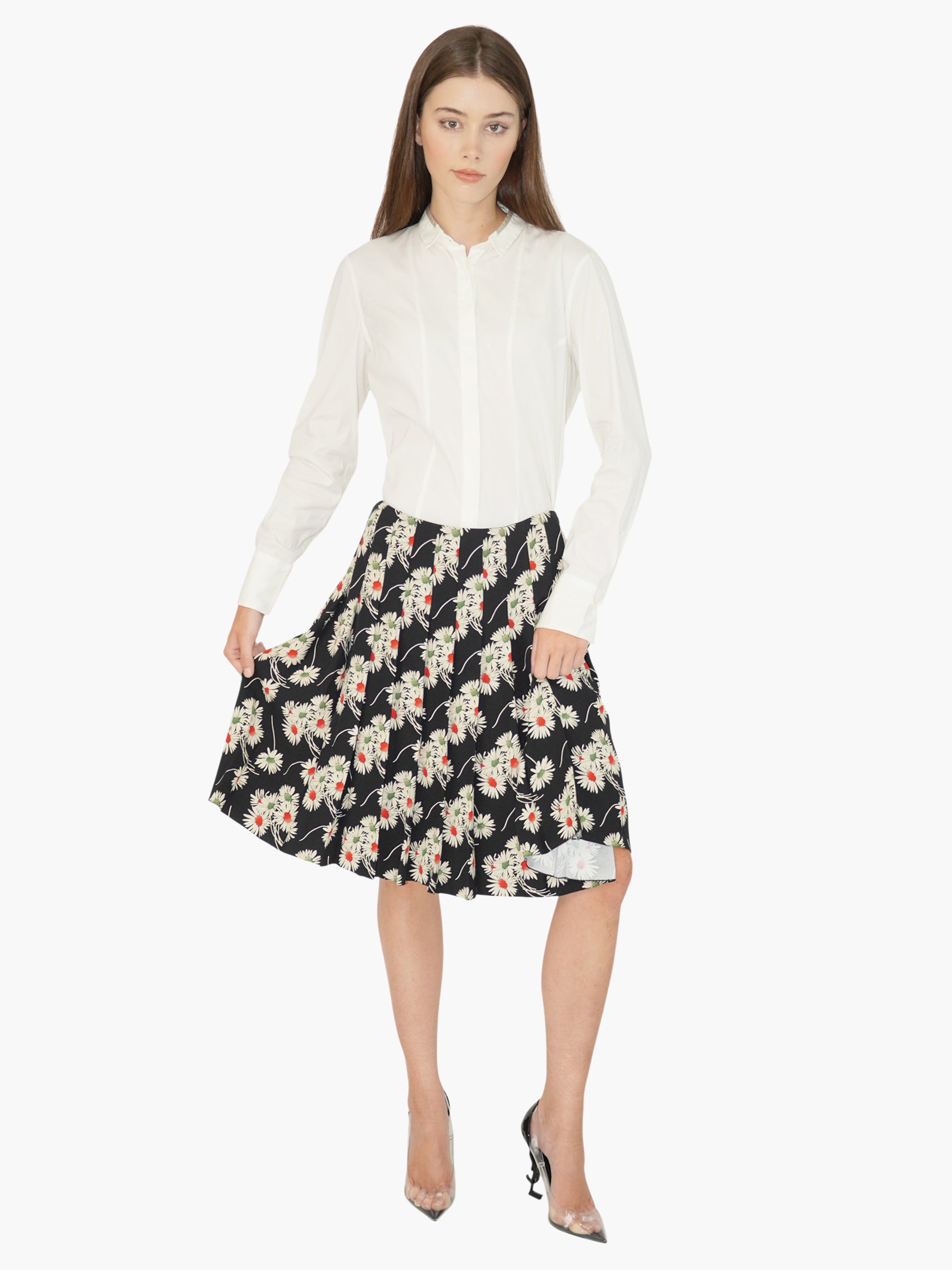 Floral Pleated Skirt