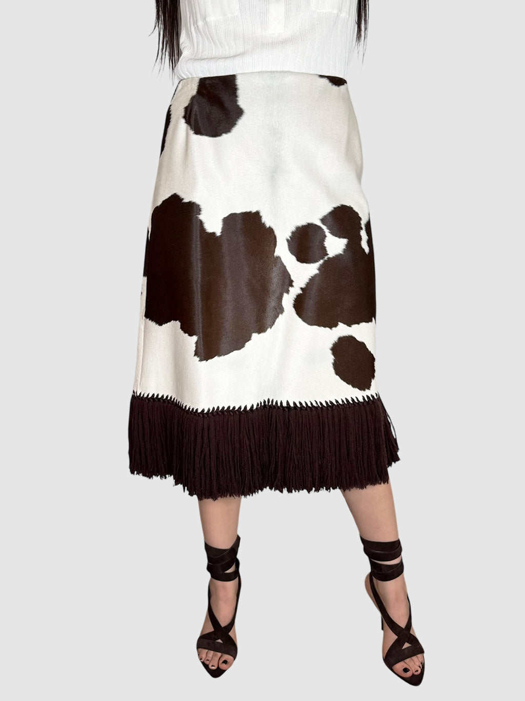 2002 Cowhide Midi Skirt