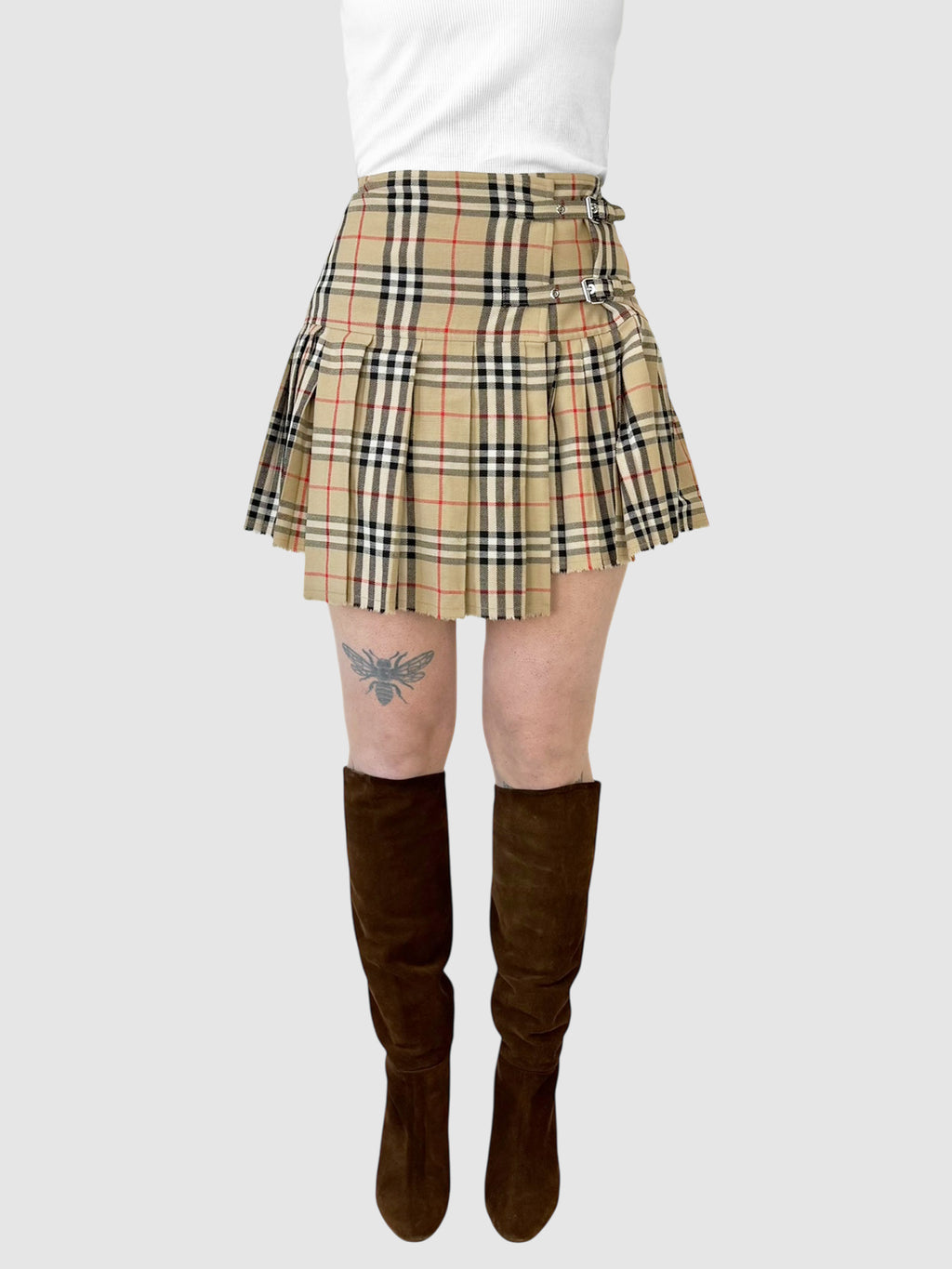 Check Pleated Skirt