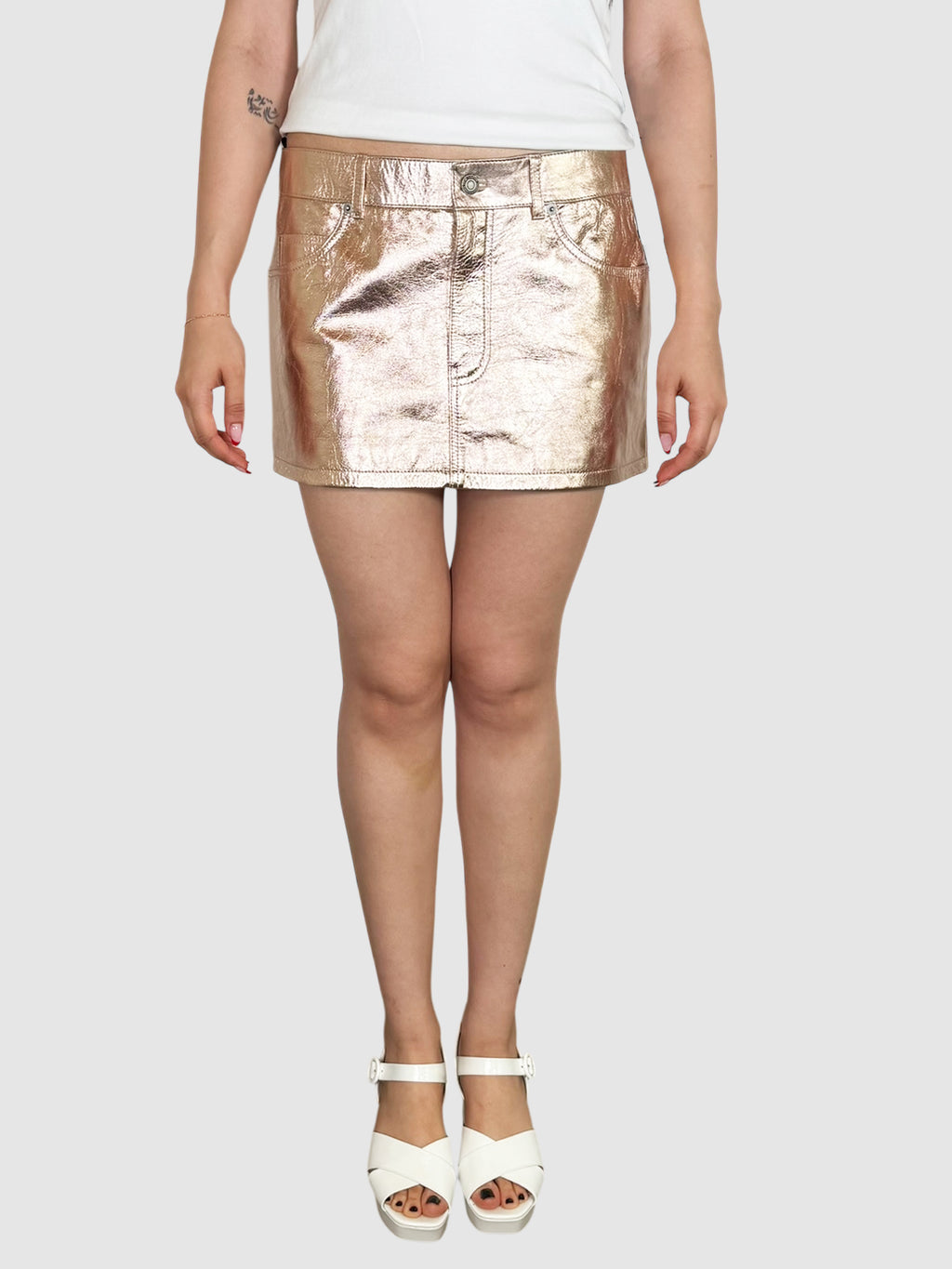 Metallic Leather Skirt