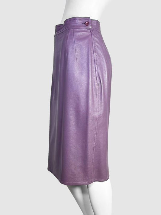Ungaro Leather Knee-Length Skirt - Size 10