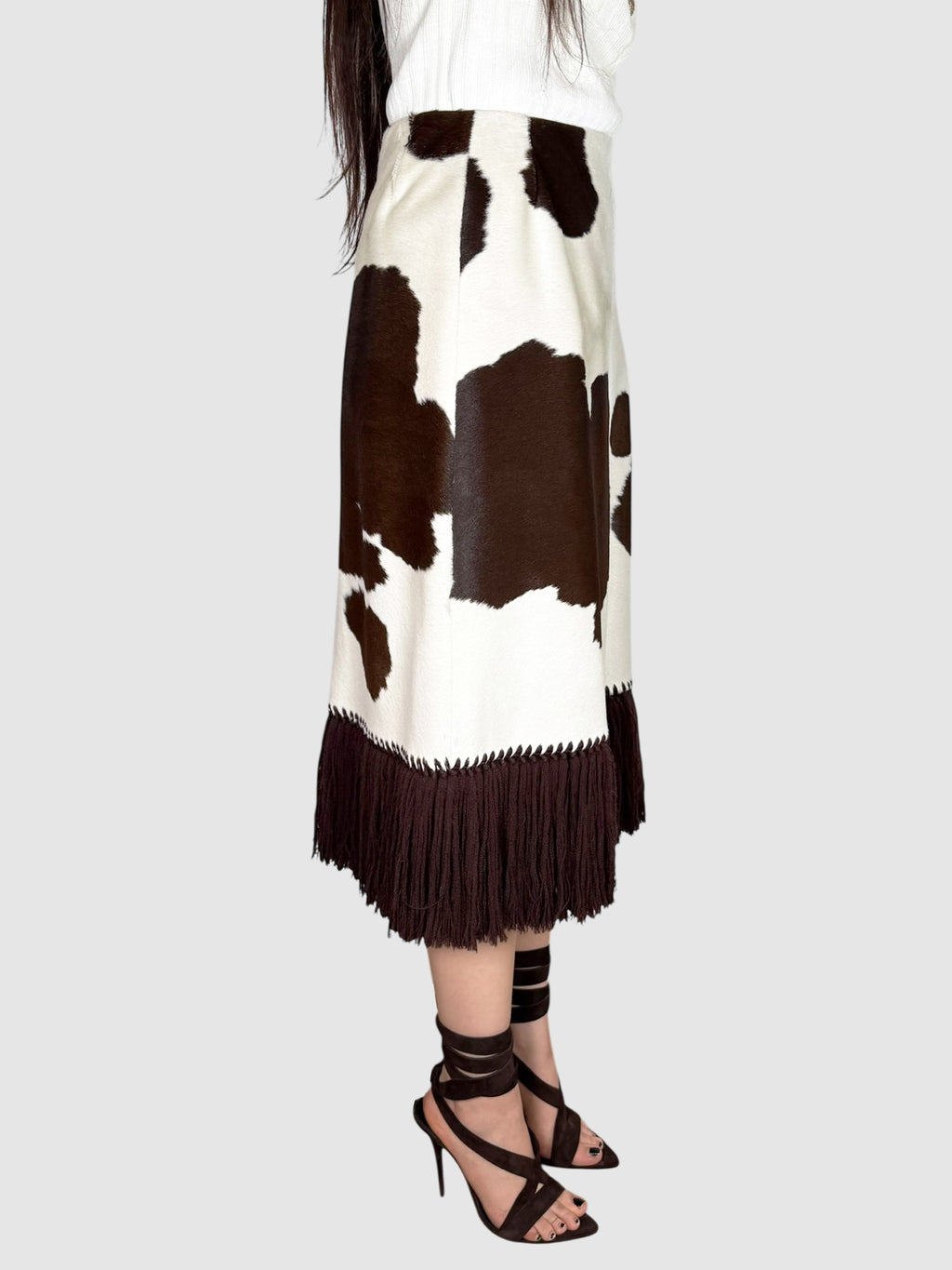 2002 Cowhide Midi Skirt