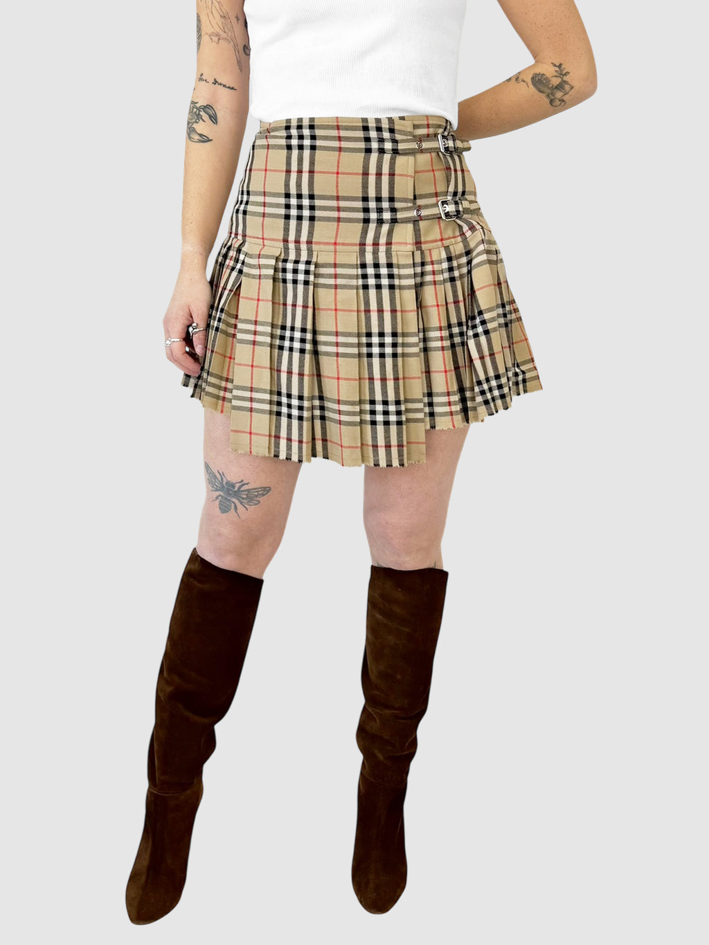 Check Pleated Skirt