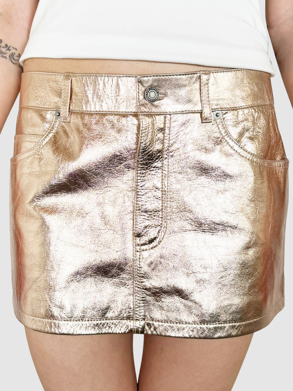 Metallic Leather Skirt