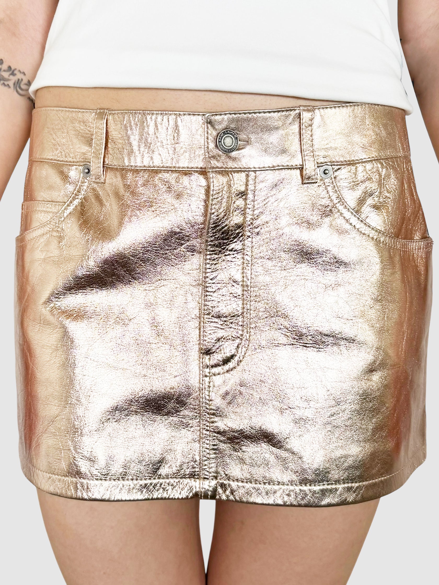 Metallic Leather Skirt