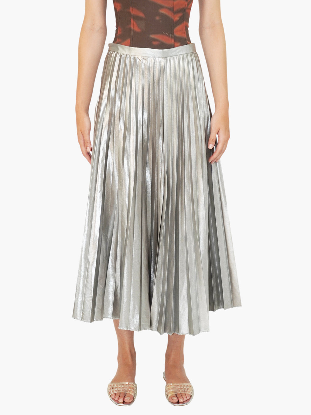 Metallic Pleated Skirt