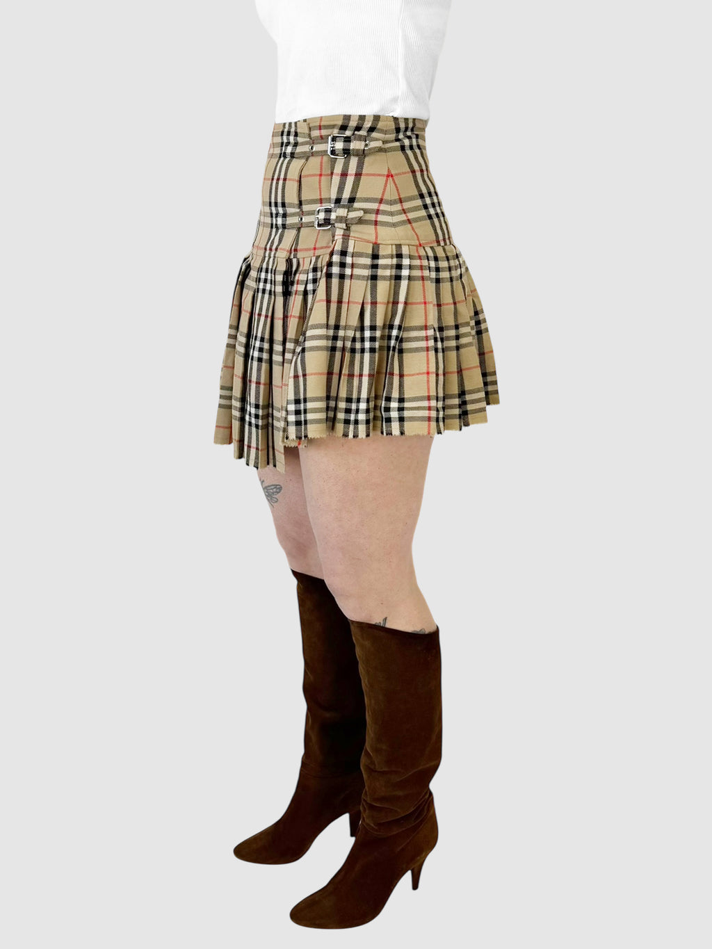Check Pleated Skirt