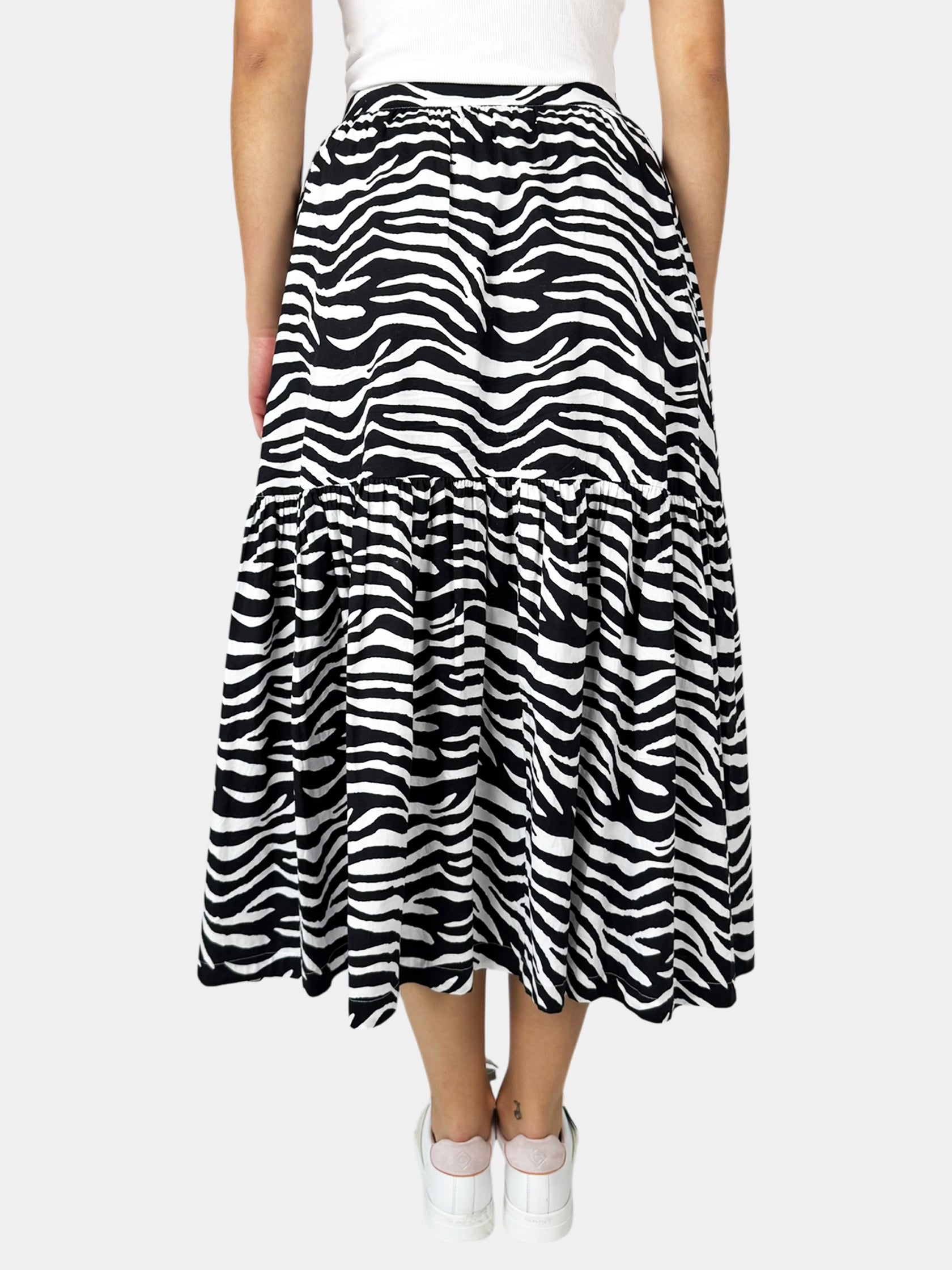 Zebra Print Tiered Maxi Skirt - Size 10