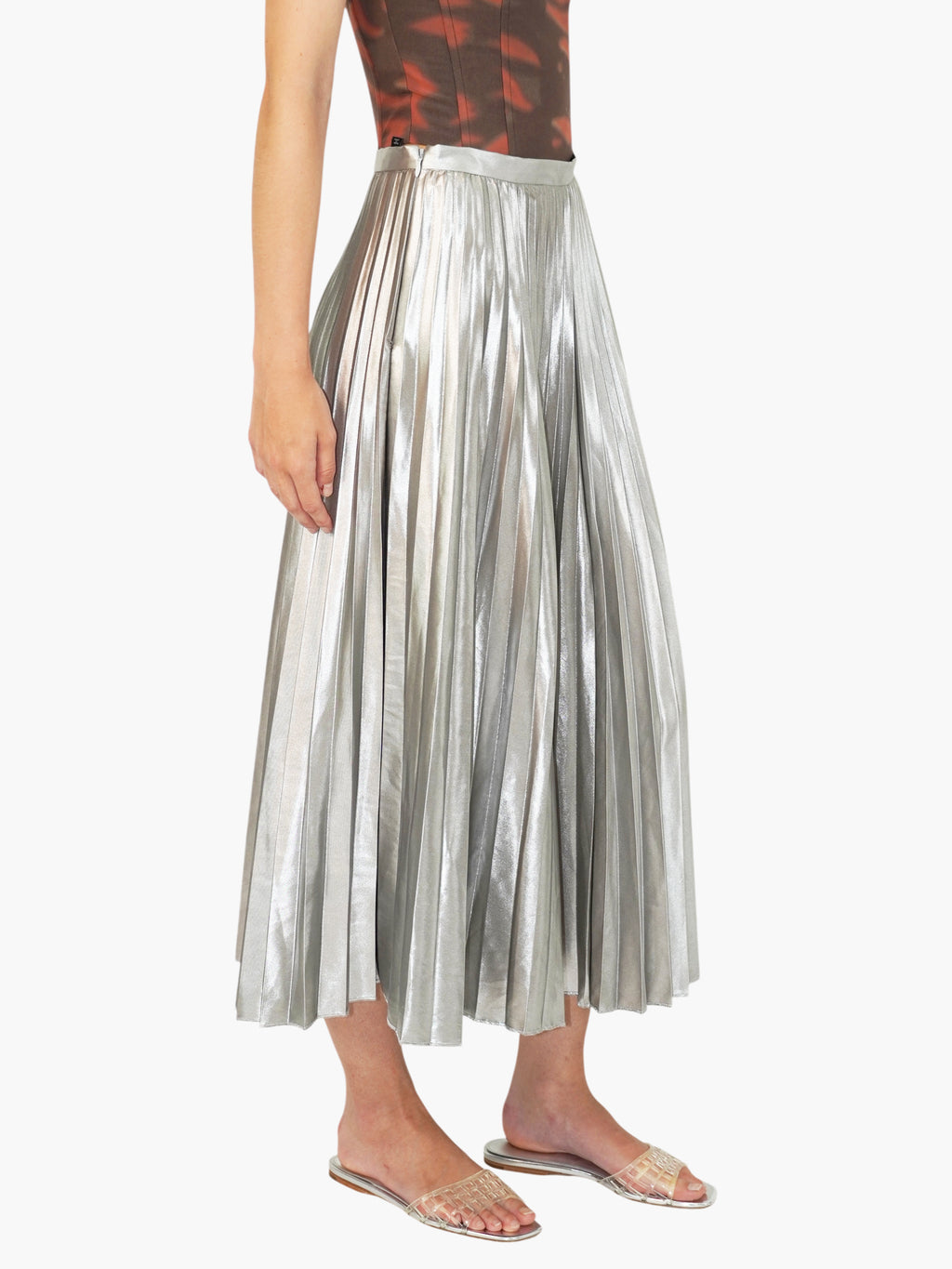 Metallic Pleated Skirt