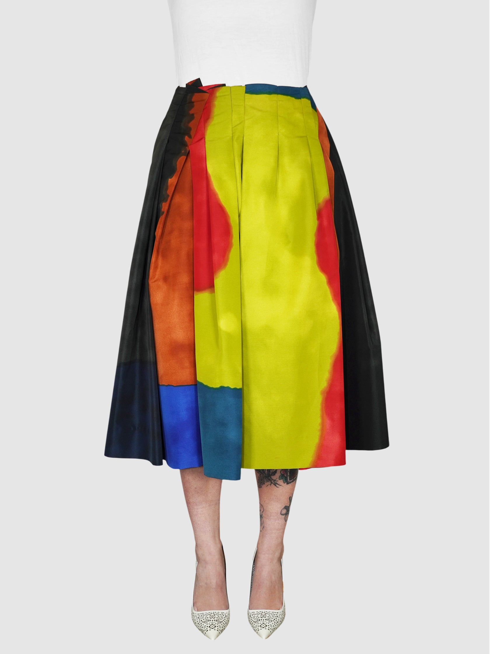 Colourblock Pleated Skirt