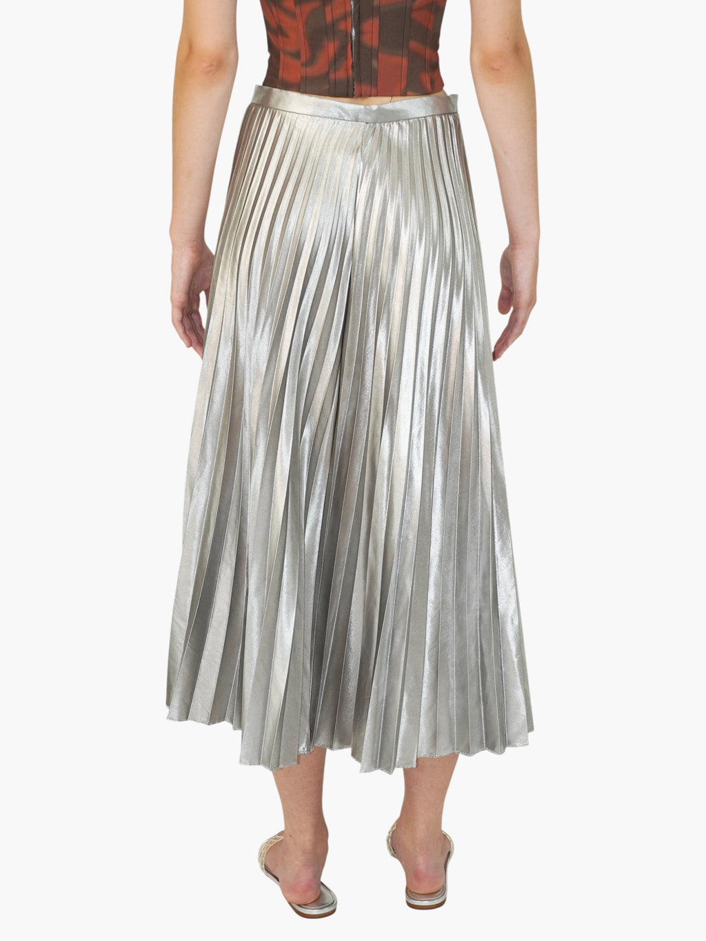 Metallic Pleated Skirt