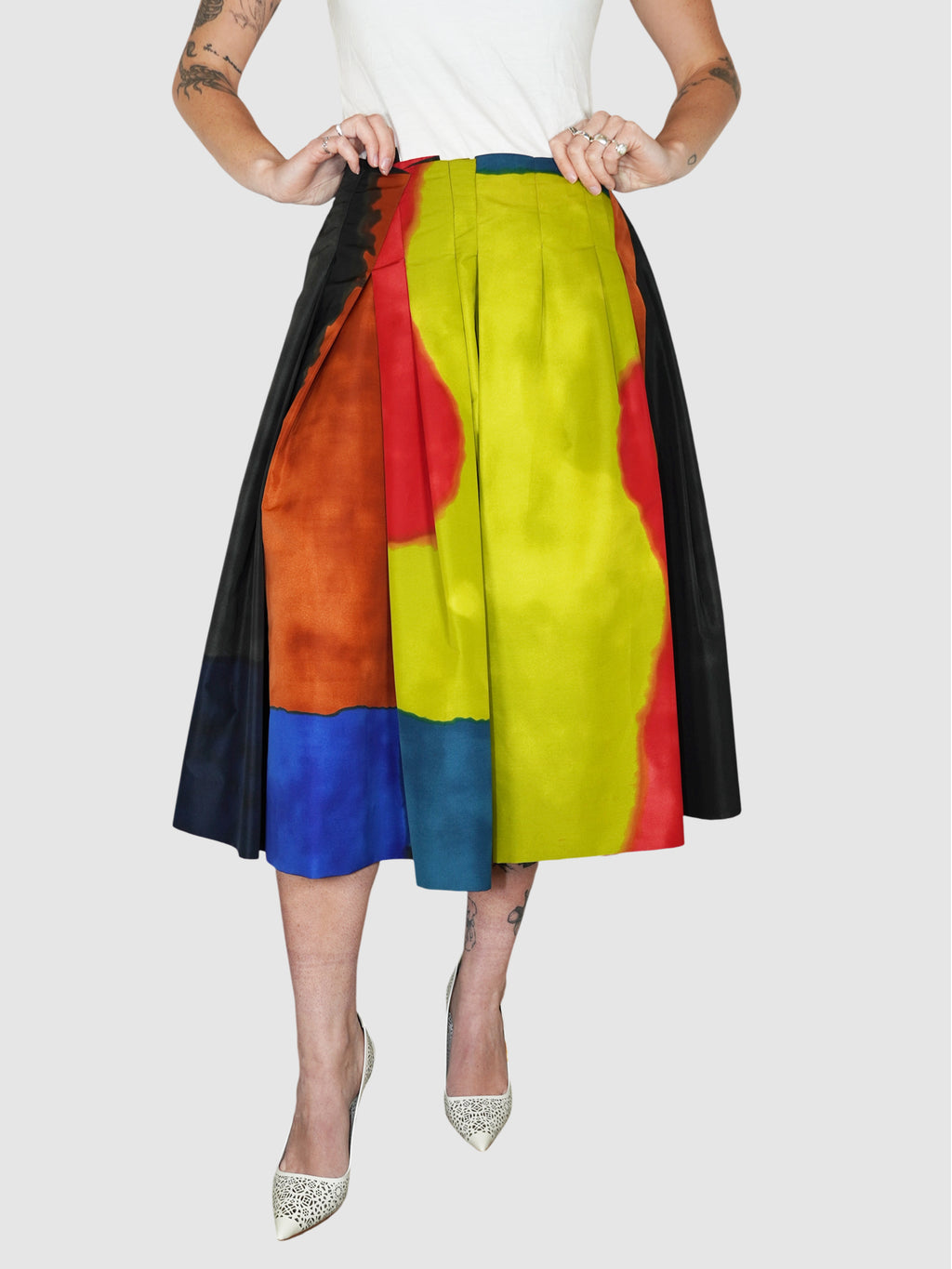 Colourblock Pleated Skirt