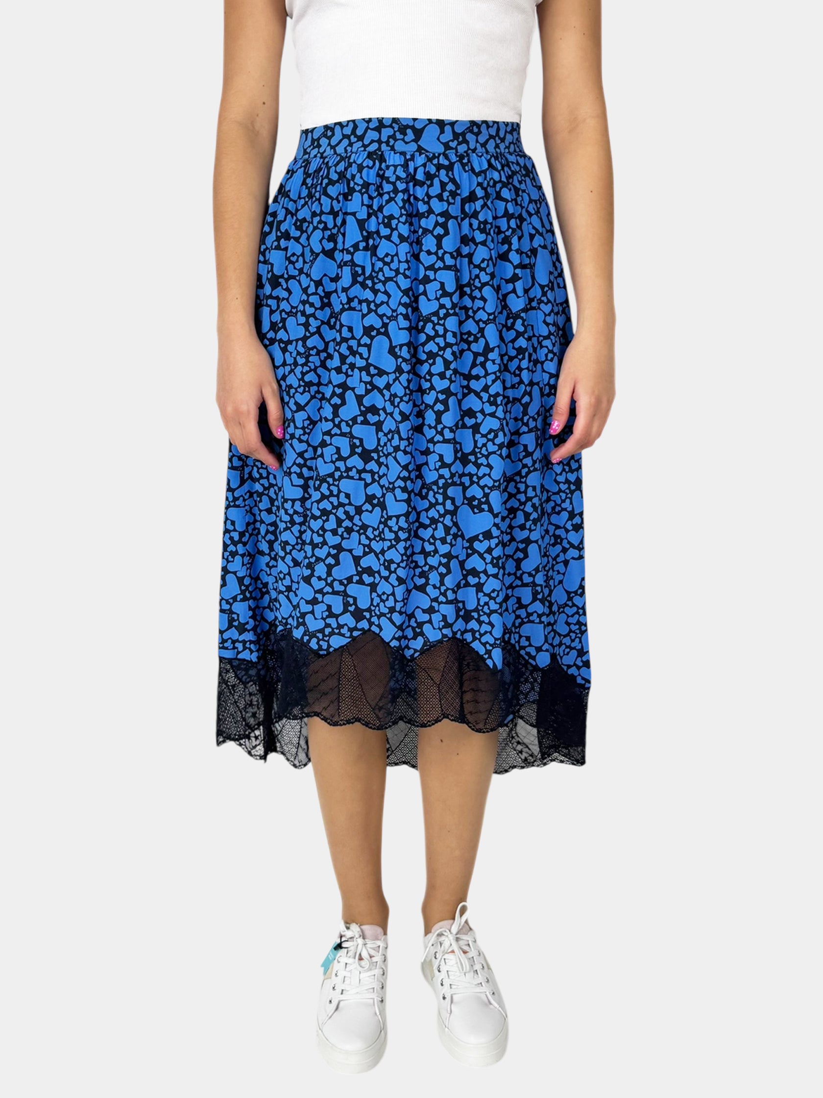 Heart Print Midi Skirt - Size 38